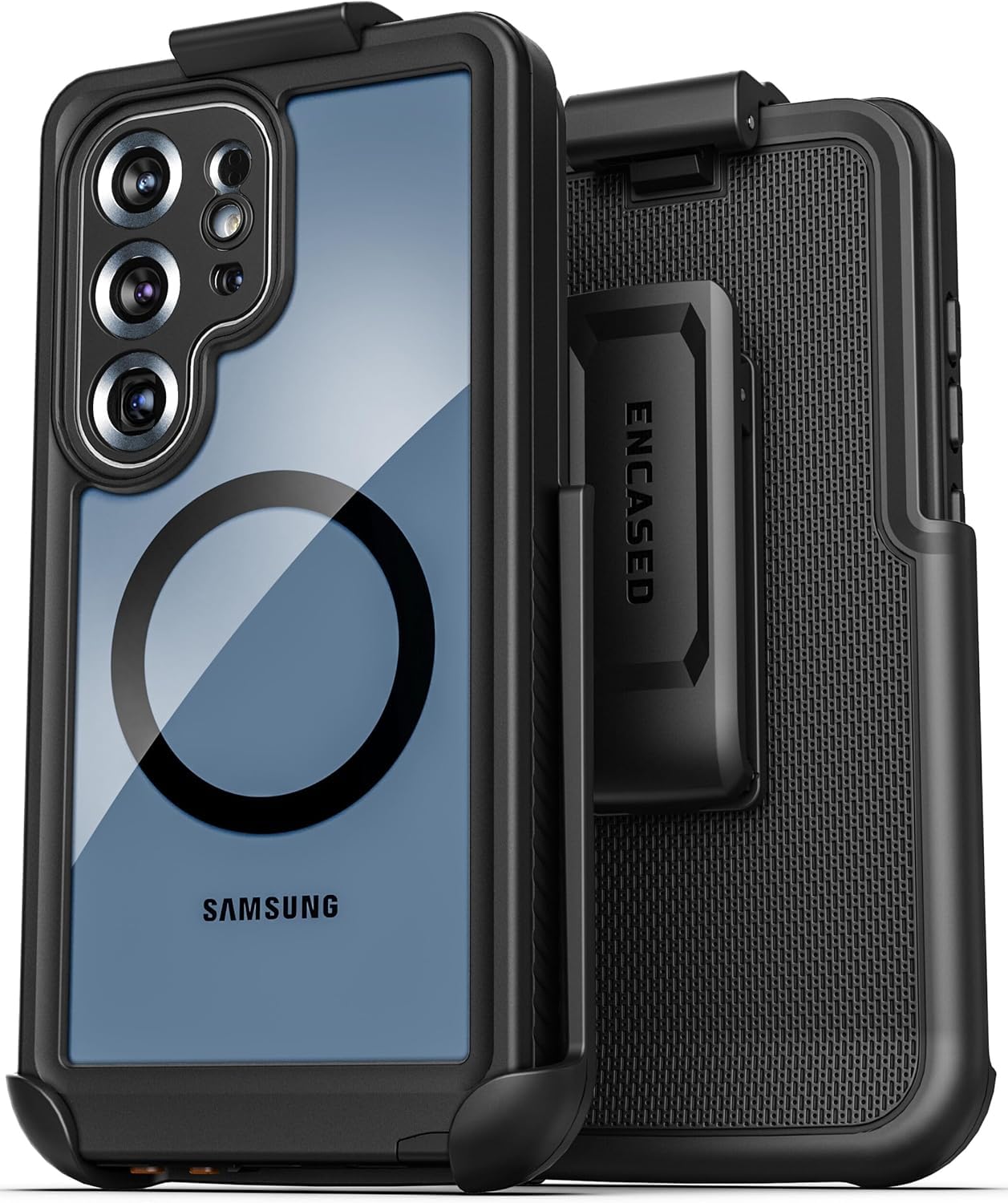 Encased Waterproof Belt Case for Samsung Galaxy S25 Ultra with Holster Clip [Full-Body] 360 Protective Cover with Built-in Scree