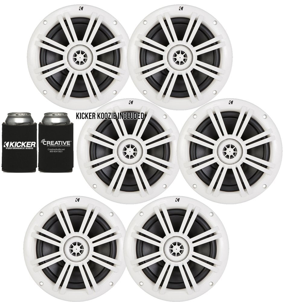 KICKER White OEM Replacement Marine 6.5 4 Ohm Coaxial Speaker Bundle - 6 Speakers