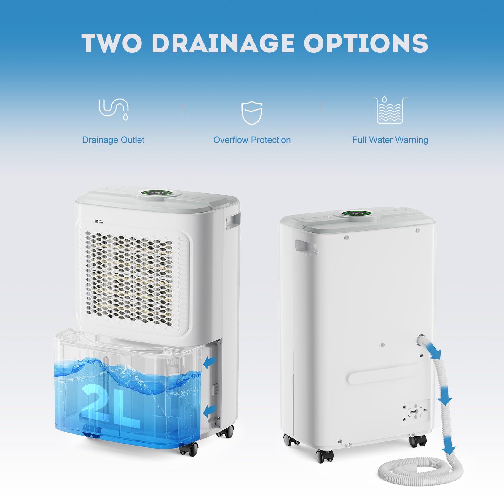 Dehumidifier For Basement, Home Dehumidifiers With Drain Hose For Large Room Bathroom, Auto Drain Or Manual Drainage (31 Pint)