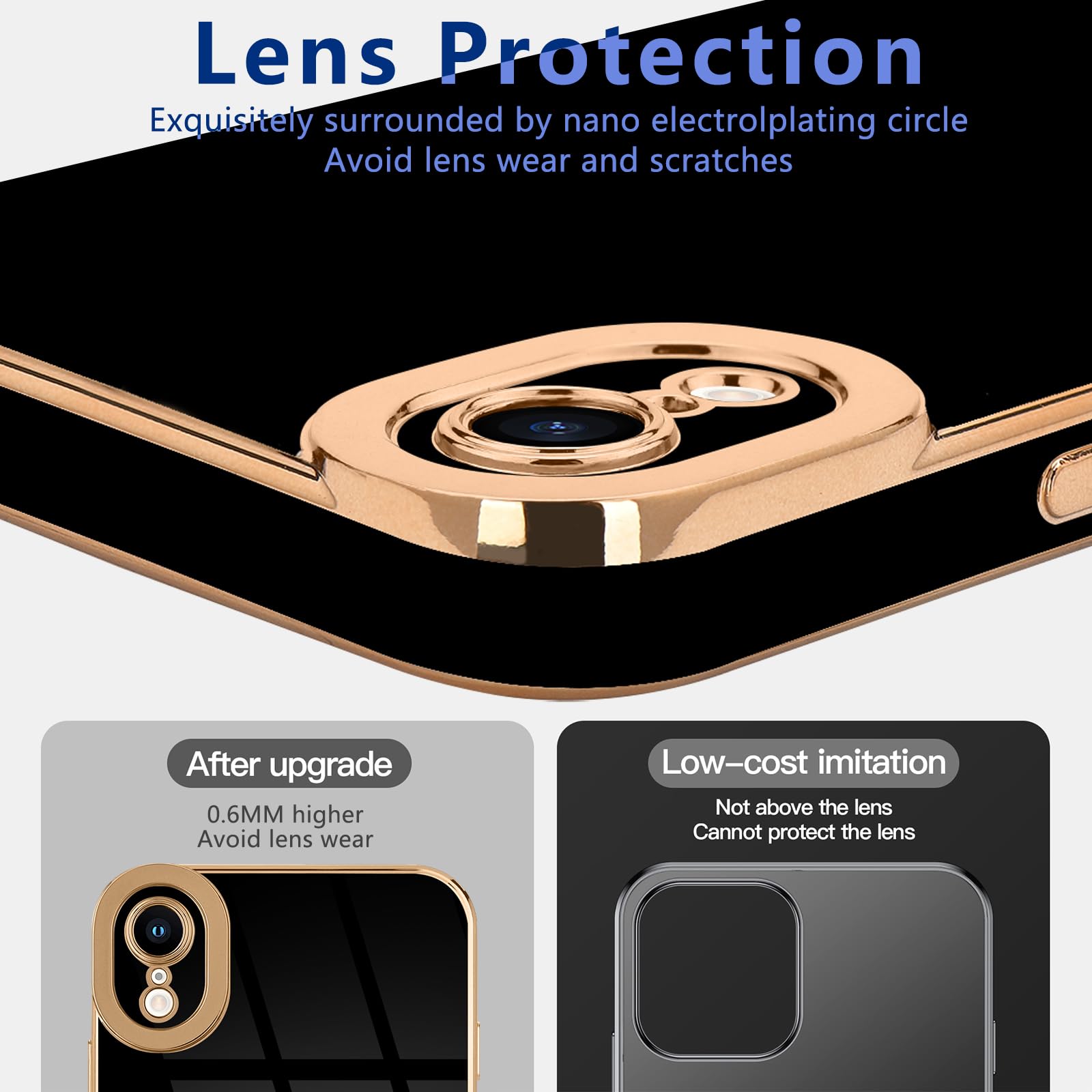 Lafunda Compatible With Iphone Xr Case, Cute Luxury Plating Case For Women Girls Elegant Golden Edge Pretty Shockproof Tpu Bumpe