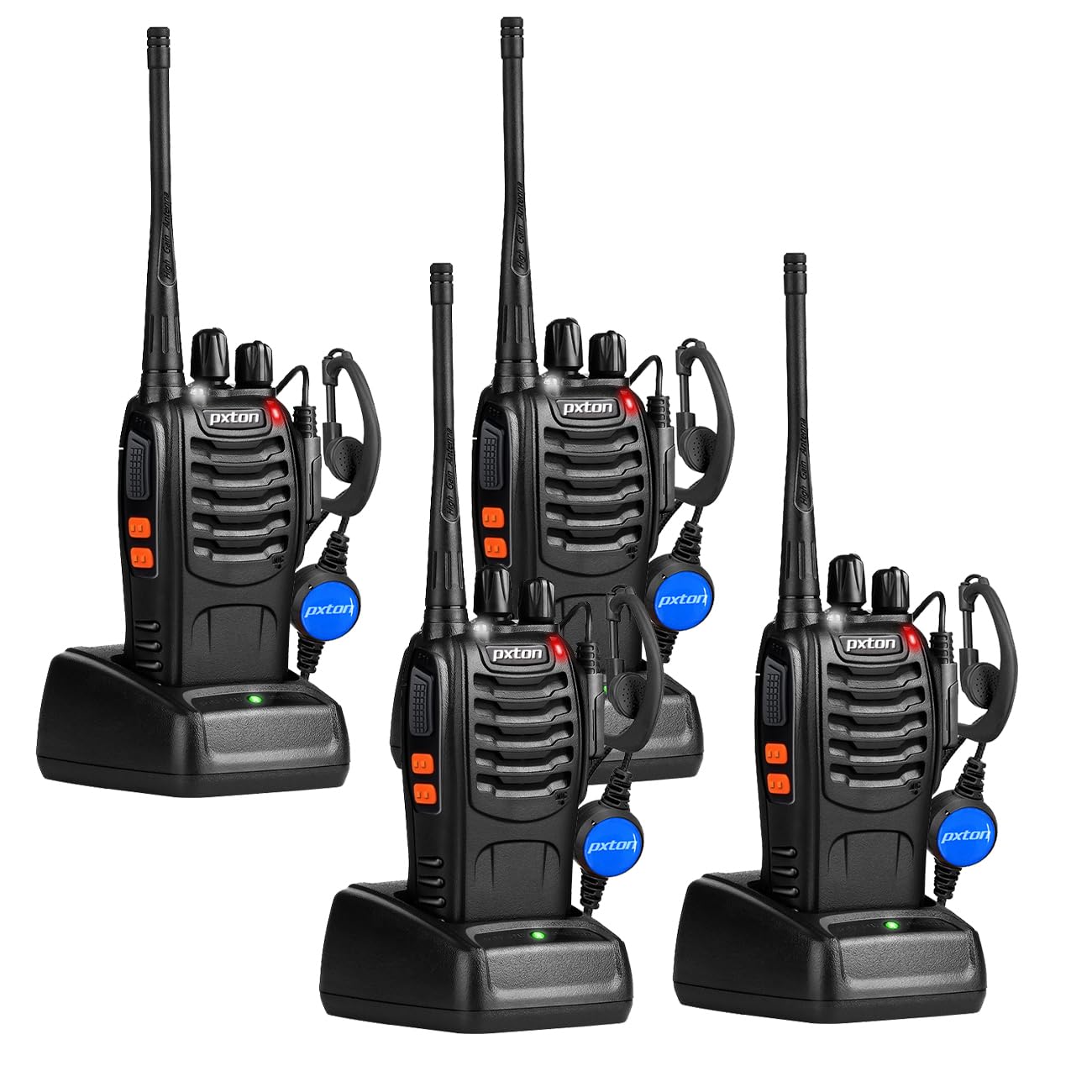 Pxton Rechargeable Walkie Talkies For Adults With Upgraded Earpieces And Li Ion Battery,Two Way Radios Has Vox/Tot/Emergency Ala