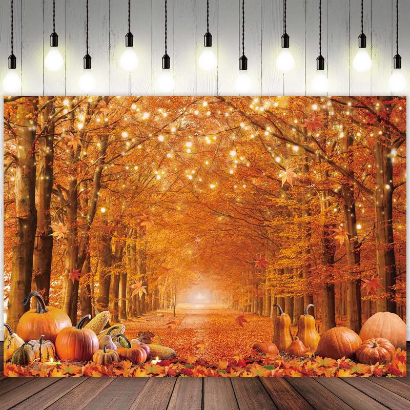 Swepuck 8X6Ft Fall Photography Backdrop Autumn Maple Leaves Pumpkin Friendsgiving Background Thanksgiving Party Supplies Farm Ha