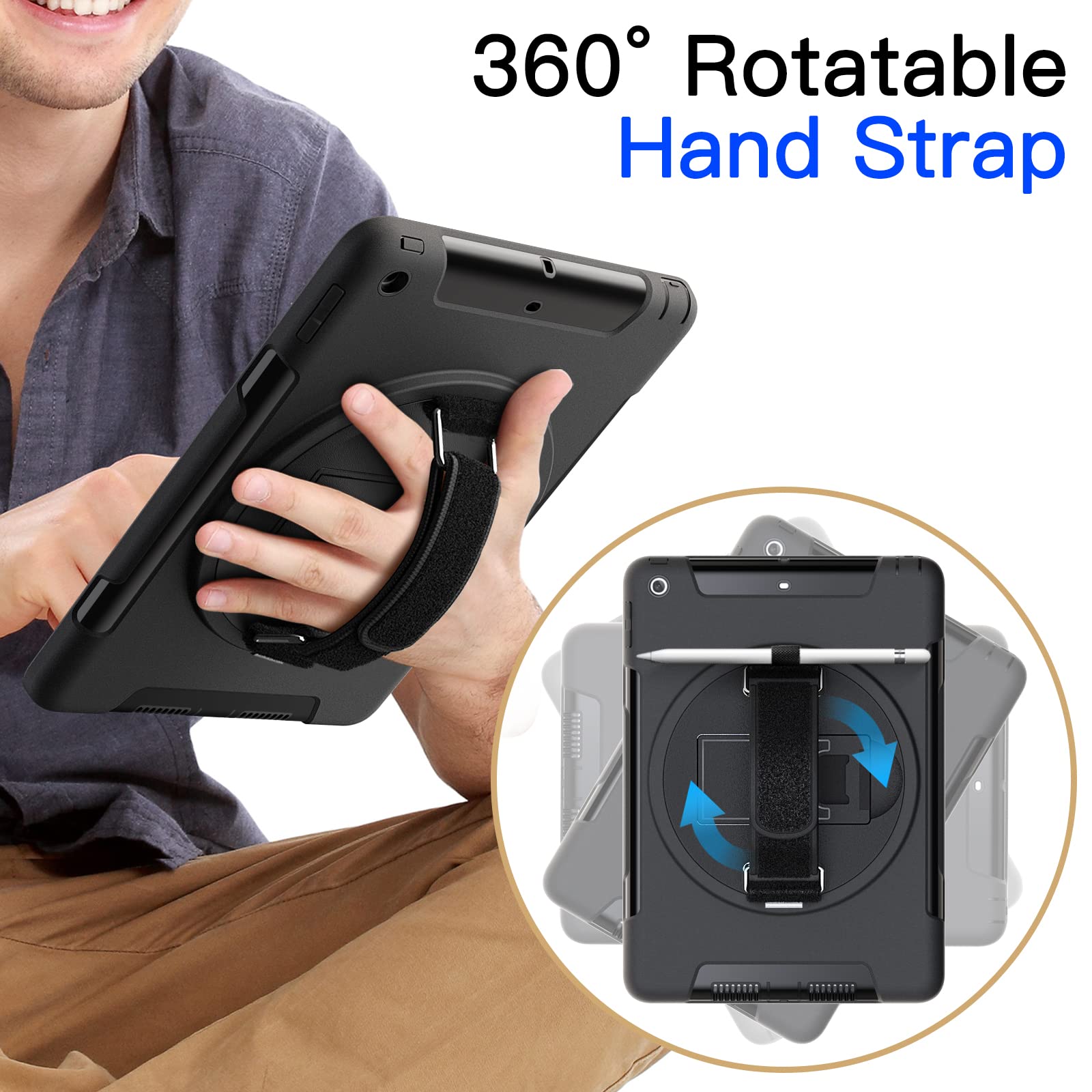 Jetech Case For Ipad 9.7-Inch (6Th/5Th Generation, 2018/2017 Model) With Built-In Screen Protector, Protective Shockproof Rugged