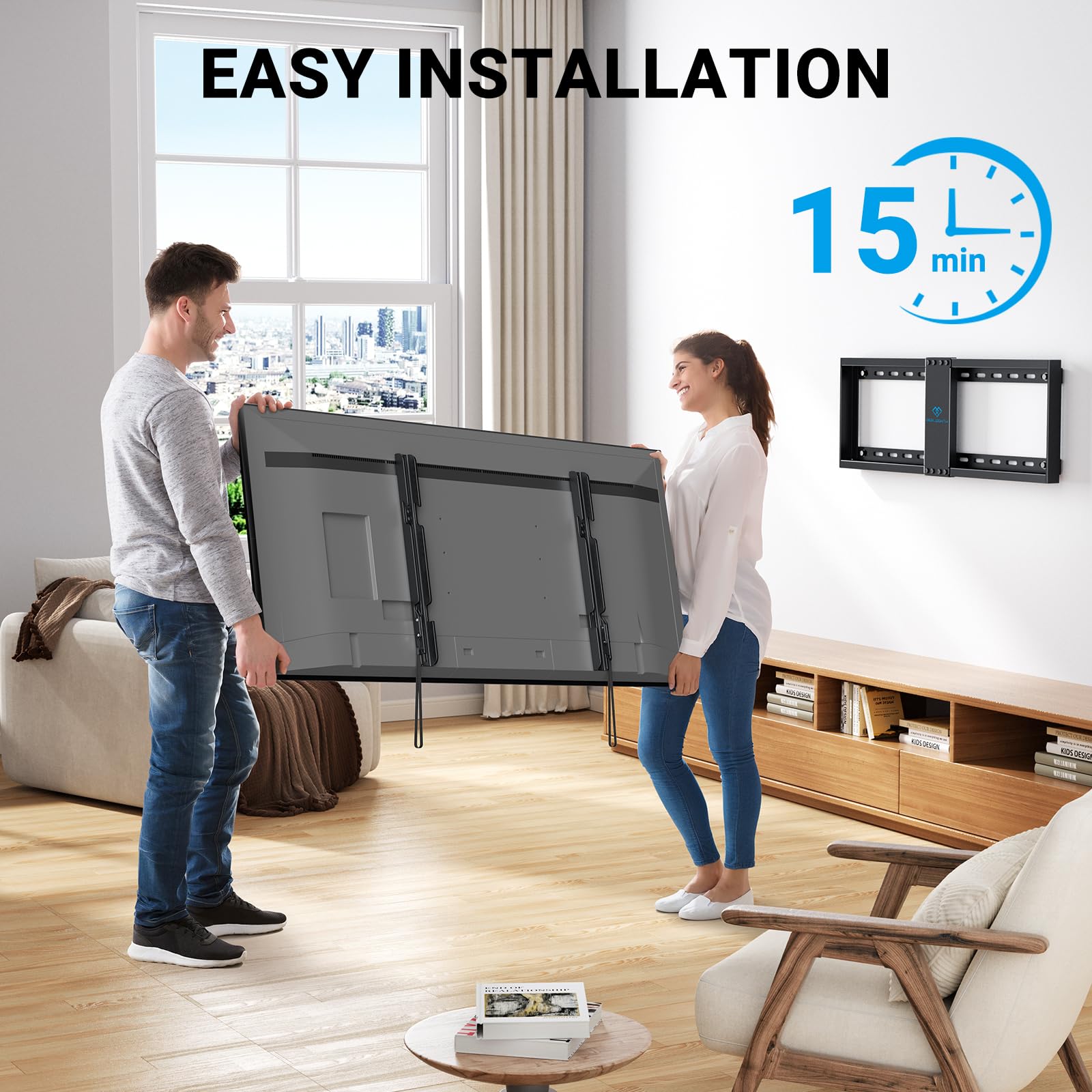 Perlesmith Fixed Tv Wall Mount Bracket For 32 82 Inch Led, Lcd, And Oled Flat Screen Tvs   Fits 16     24    Wood Studs, Fixed T