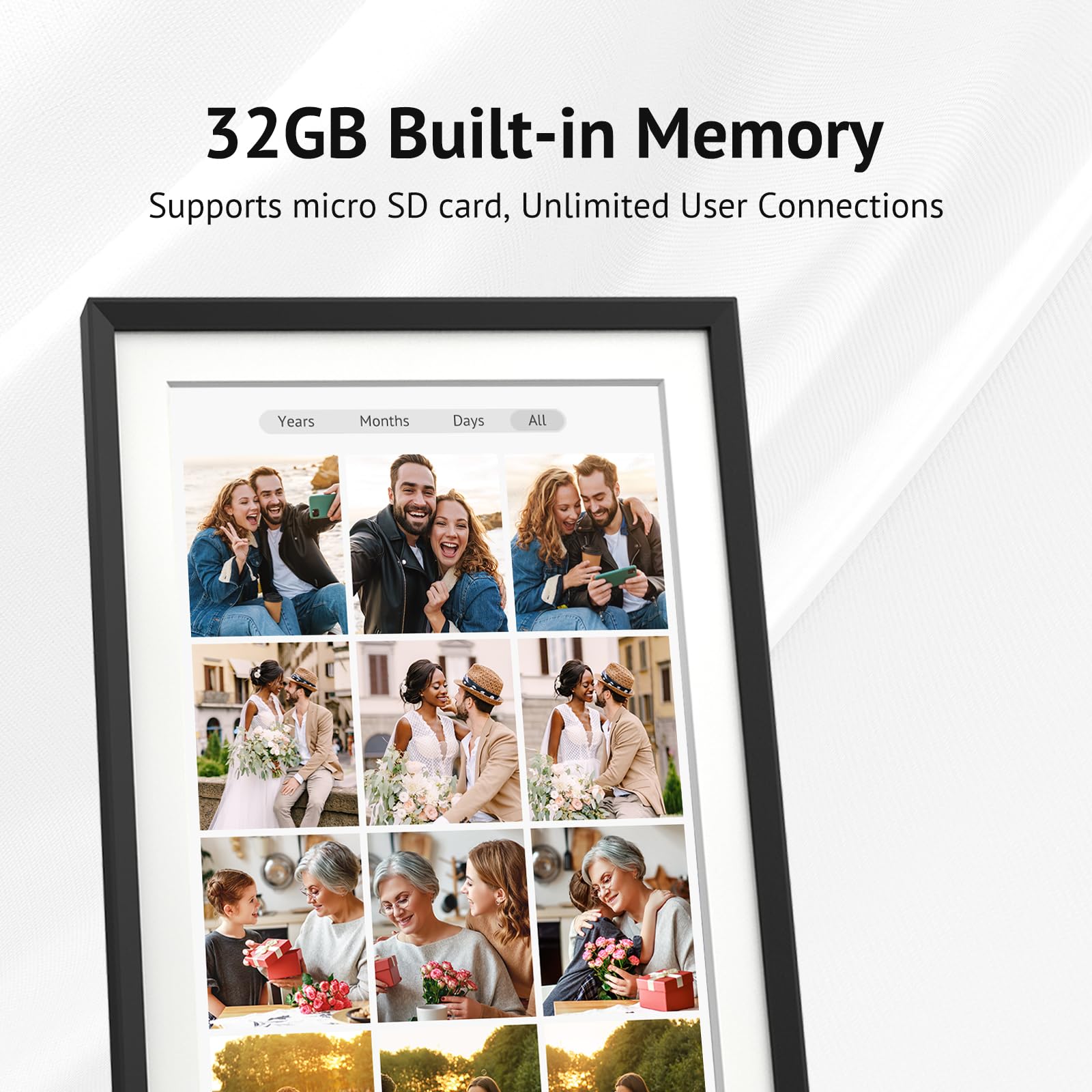 Euphro 10.1'' Digital Picture Frame With 32Gb Storage, Digital Photo Frame With 1280X800 Ips Touch Screen, Share Photos/Videos A