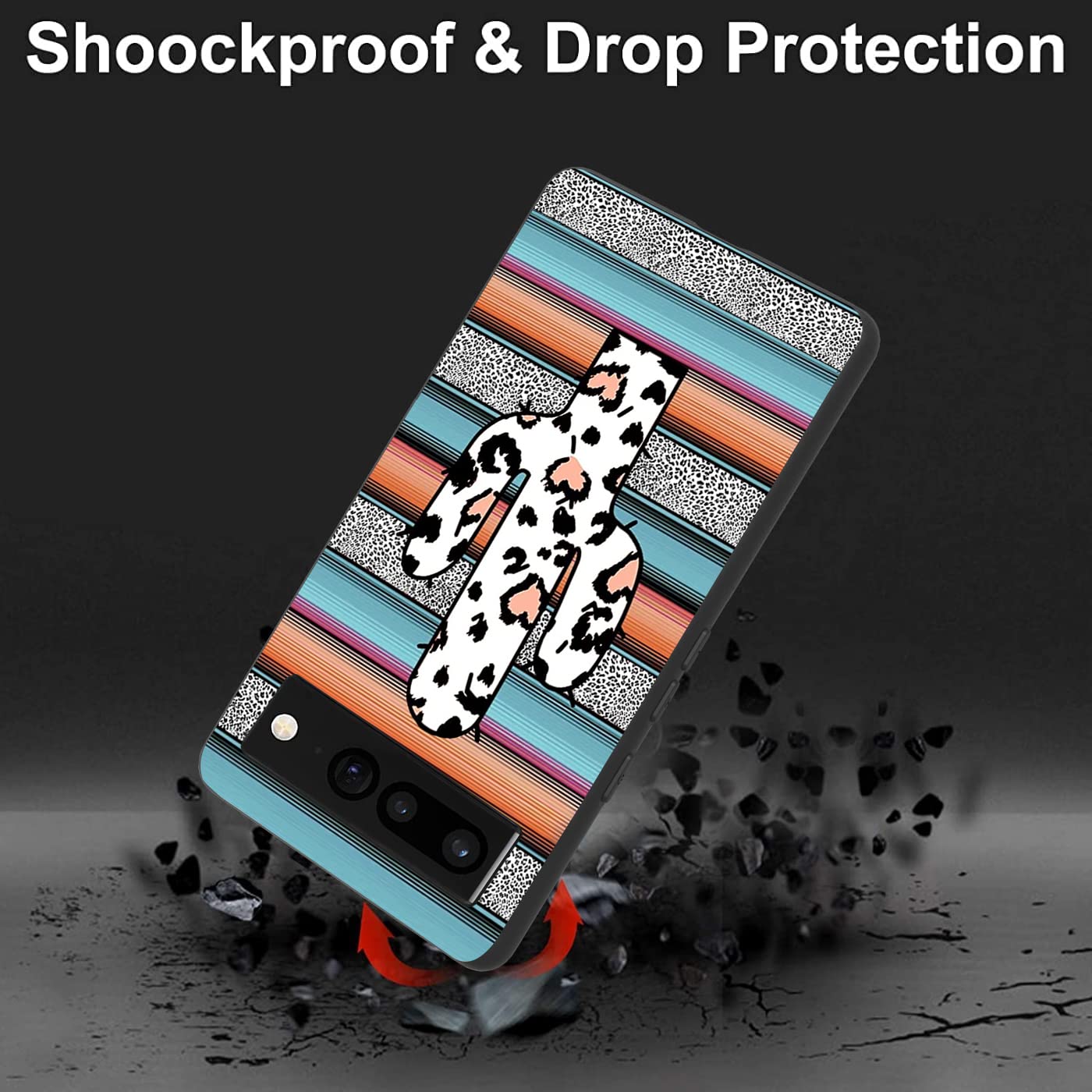 Compatible With Google Pixel 7 Pro Case, Cow Print Cactus Soft Tpu Fashion Cool Slim Shockproof Protective Phone Cases For Women