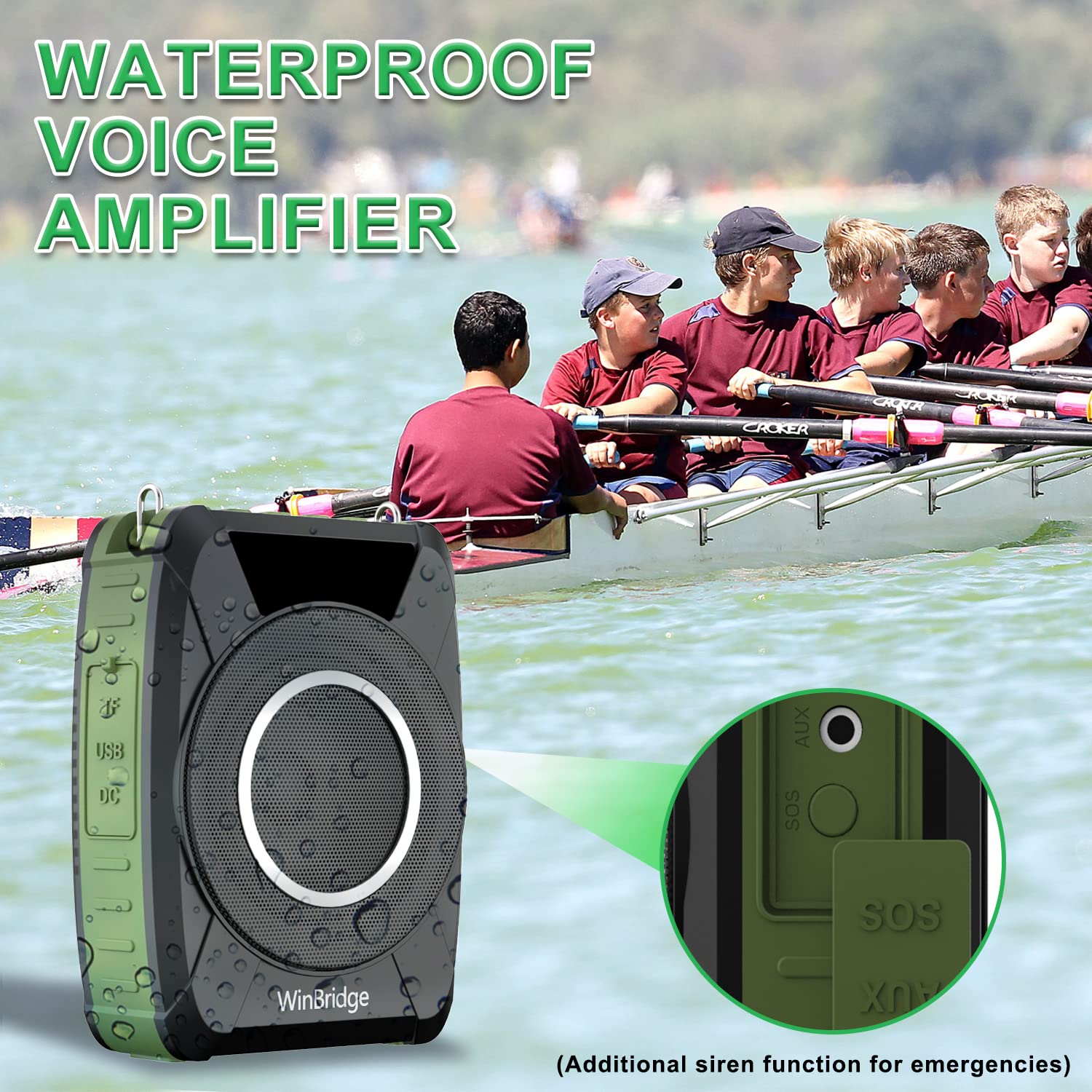 Bluetooth 5.0 Voice Amplifier With Wireless Mic Headset, Waterproof Personal Microphone Wireless Voice Amplifier, 20W Loudly Por