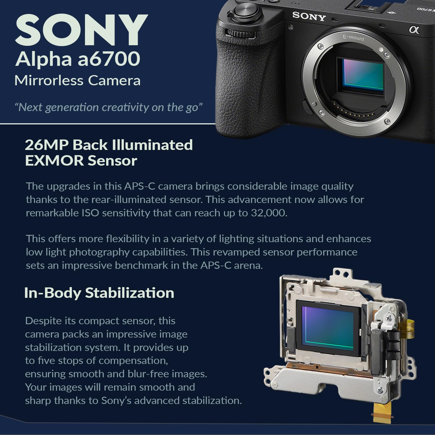 Sony Alpha A6700 Mirrorless Camera Body Bundle With Shoulder Bag, 128Gb Sd Card, Card Reader, Extra Battery, Charger
