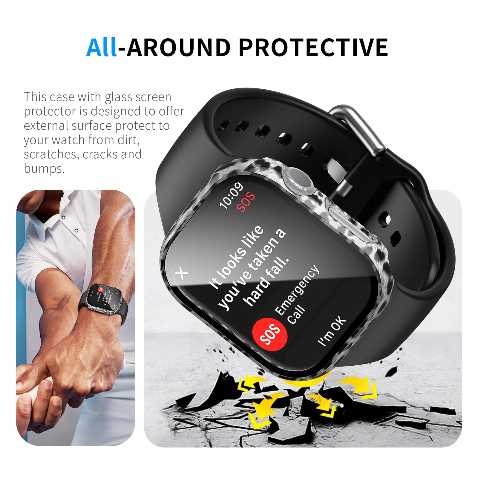 Hasdon [12 Pack Case Compatible With Apple Watch Series 10 42Mm With Tempered Glass Screen Protector, Full Coverage Bumper Hard