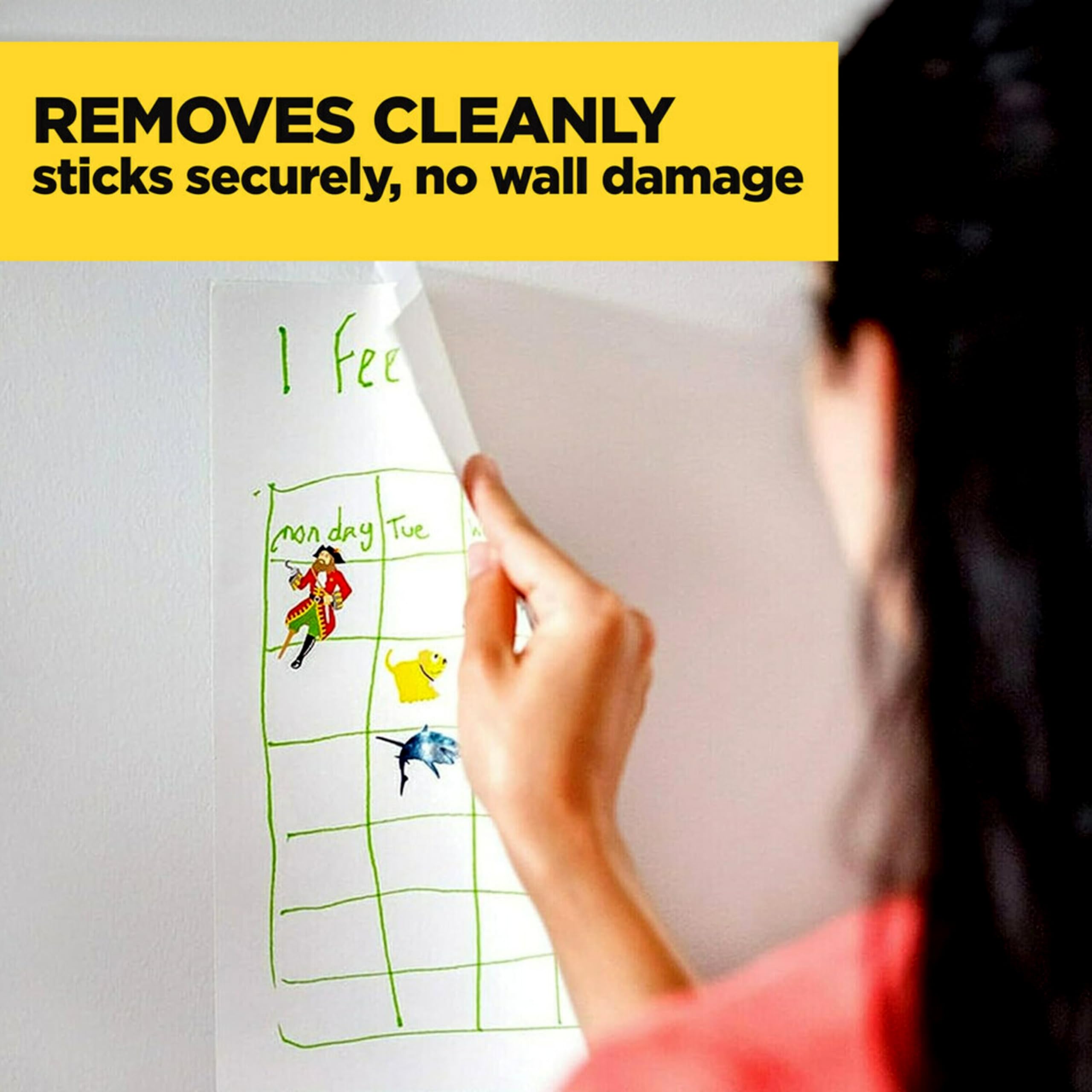 Scotch Wall Safe Tape, 4 Dispensered Rolls, Sticks Securely, Removes Cleanly, Invisible, Designed For Displaying, Photo Safe, 3/