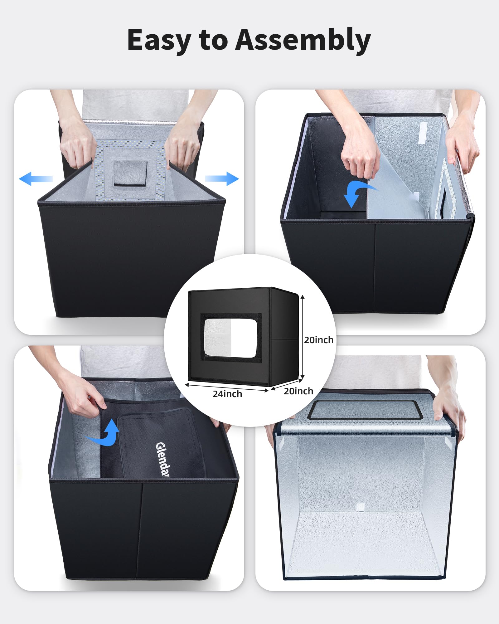 Glendan Light Box Photography, 24'' X 20'' Professional Photo Studio Light Box, Large Photo Box With 336 High Color Rendering In