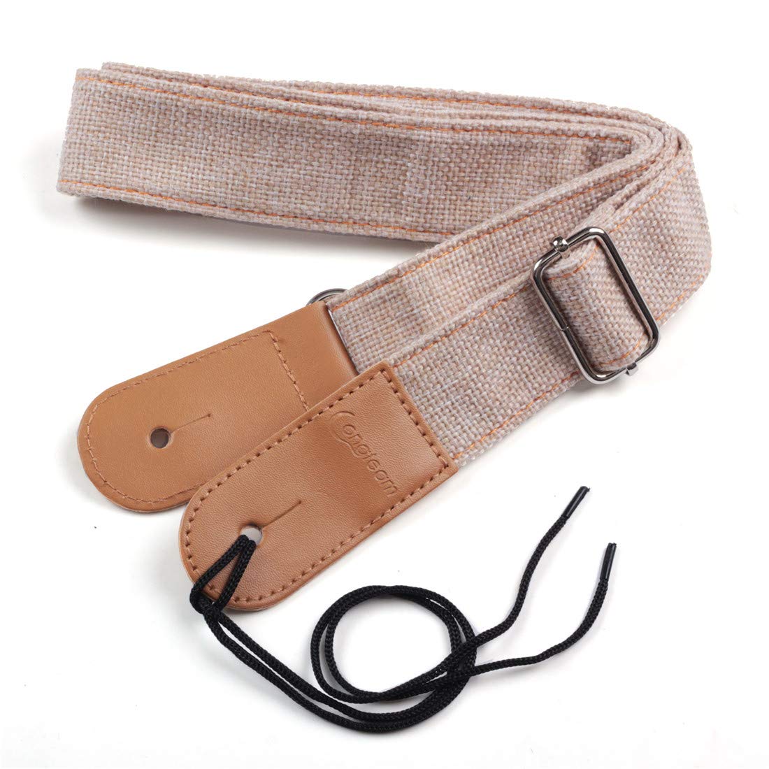 Longteam Simple Linen Leather Ukulele Strap Adjustable Length Durable Uke Straps With Nail, Rope, Picks (Brown)