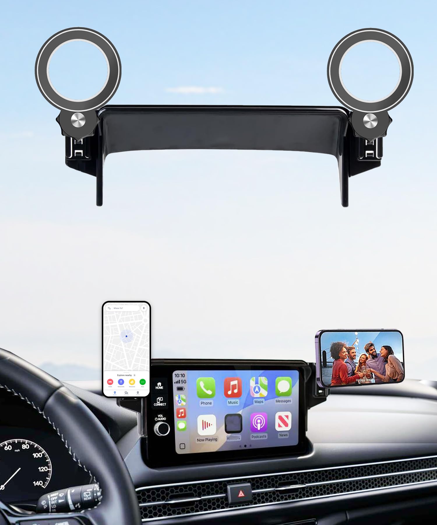 AbeeyGeomarn Car Phone Holder for Honda CRV/CR-V Hybrid 2023 2024 2025 2026/HR-V 2023-2026 Accessories Apply to 7/9 Inch Touch S