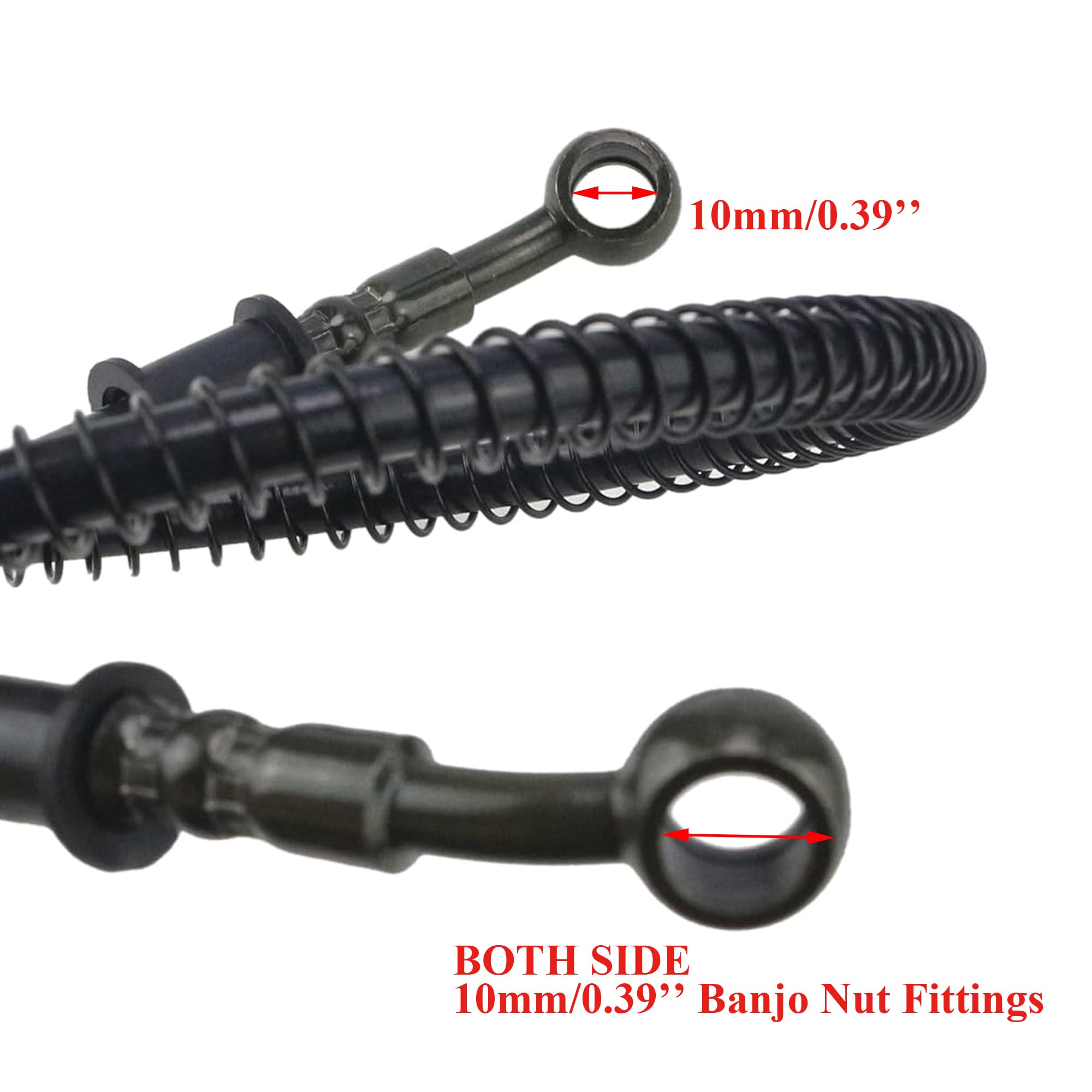Pro Bat Braided Hydraulic Brake Hose Line Pipeline For Chinese Gy6 Scooter Atv Dirt Bike Go Kart 10Mm Banjo Ends, Black