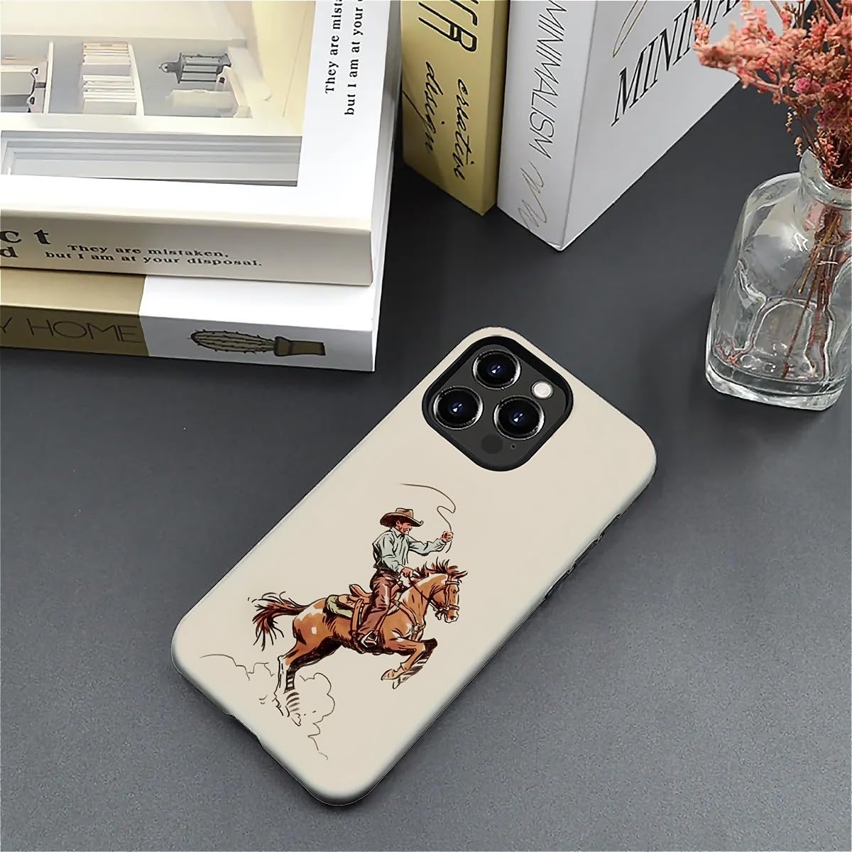 Smamz For Iphone 16 Pro Max Case, T2 Cowboy Horse A3 Shockproof Rugged Cover Dual Layer Soft Tpu Hard Pc Bumper Case Design For