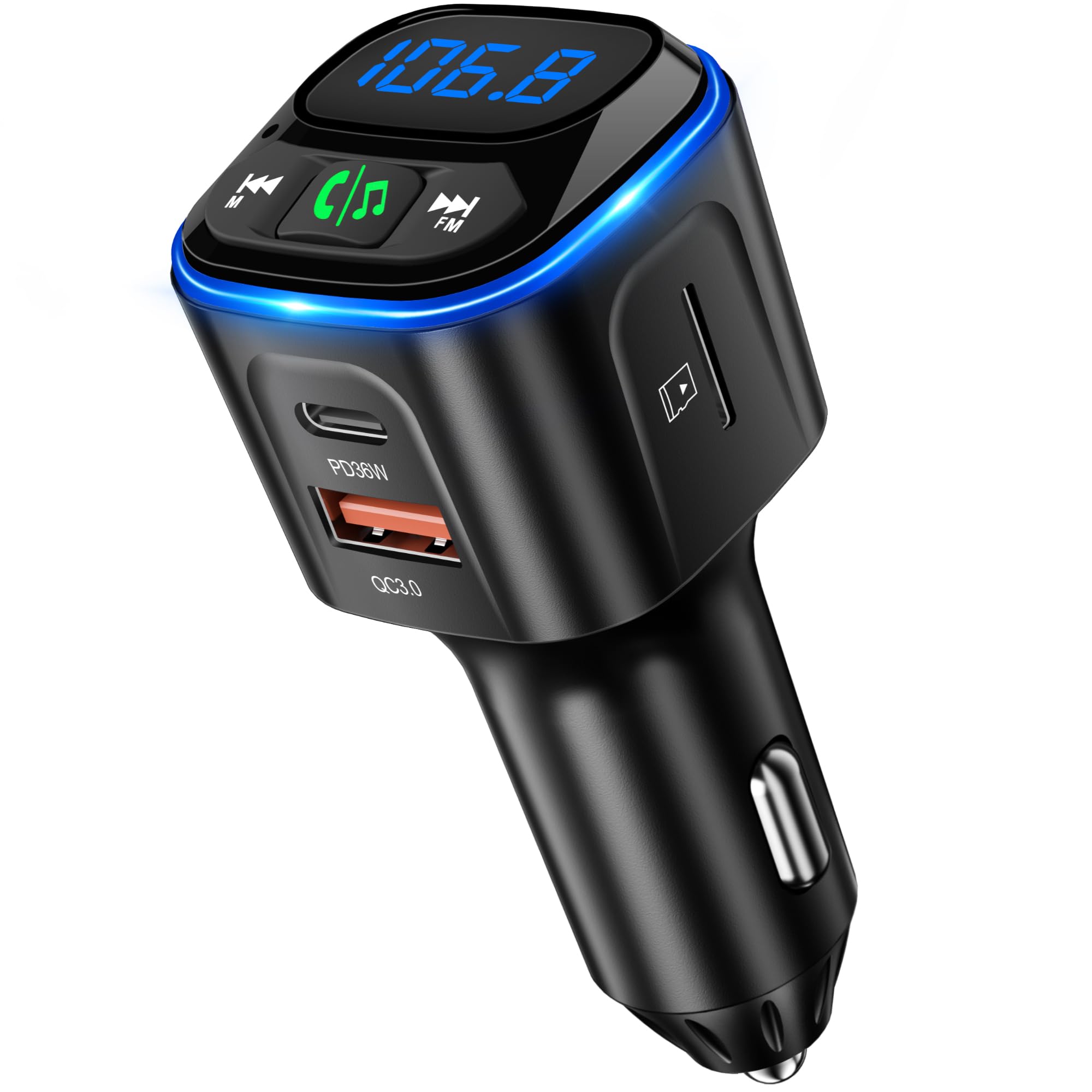 Sonru Bluetooth 5.3 Fm Transmitter Car Adapter [Pd36W & Qc18W] [Fast Charging] Wireless Radio Adapter Hifi Bass Sound Hands Free