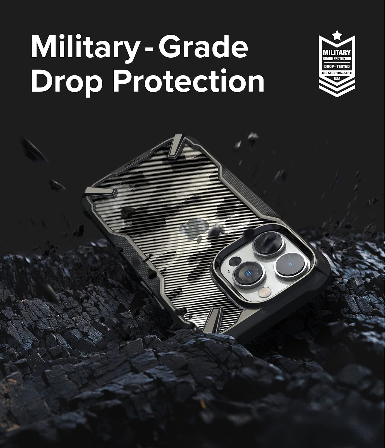 Ringke Fusion X [Military Design] Compatible With Iphone 14 Pro Max Case 6.7 Inches, Camouflage Hard Back Heavy Duty Shockproof