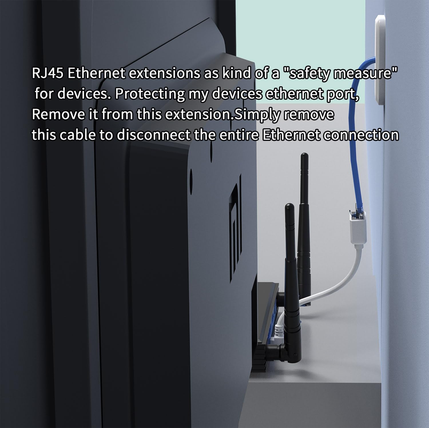 2Pack Cat6 Ethernet Extension Cable White 90 Degree Short Cat 6 Cable Extender Right Angle Up Angle, Rj45 Network Patch Cord Adapter