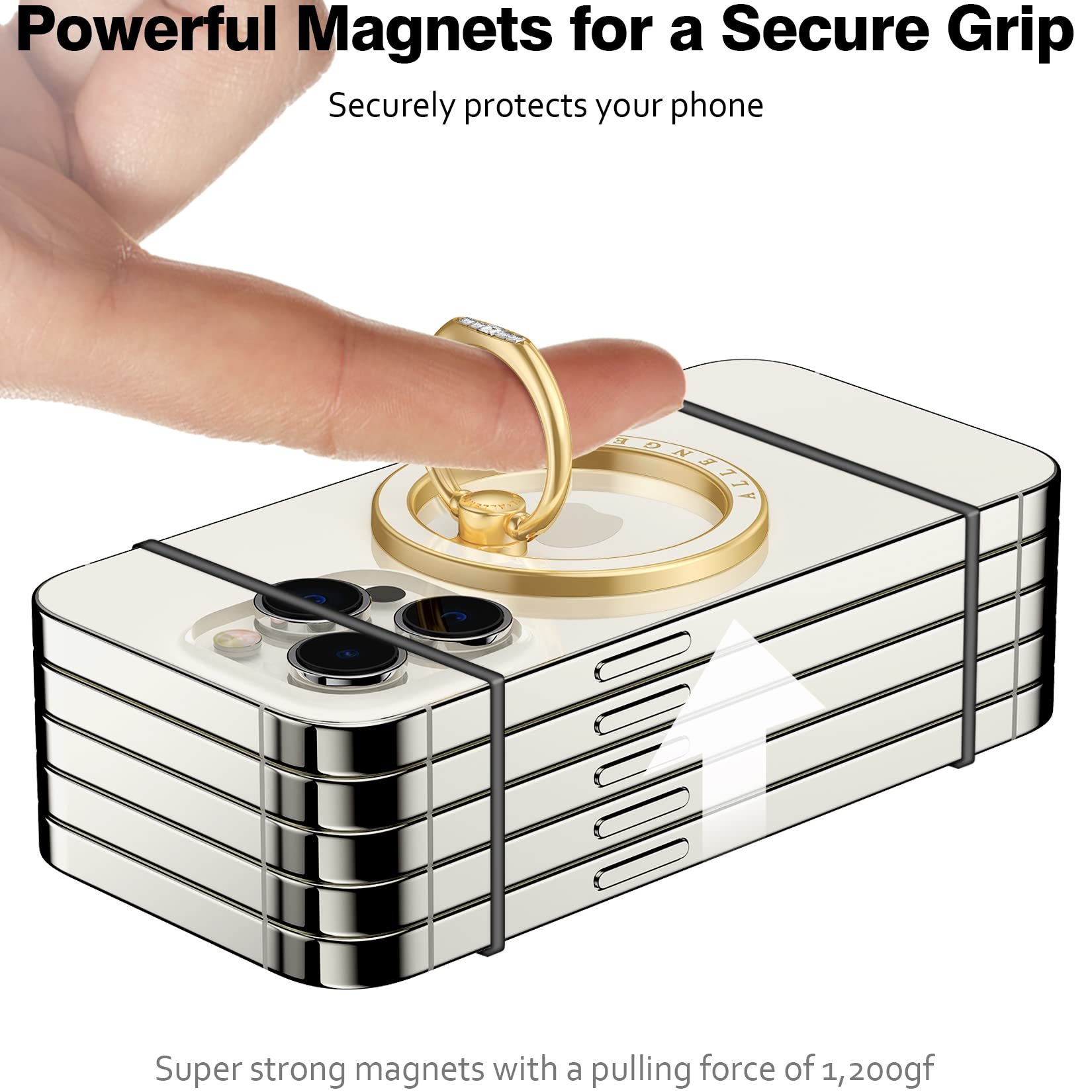 Allengel Magnetic Phone Grip For Magsafe, Magnetic Ring Holder Compatible With Magsafe Phone Ring, 360Rotating Finger Kickstand