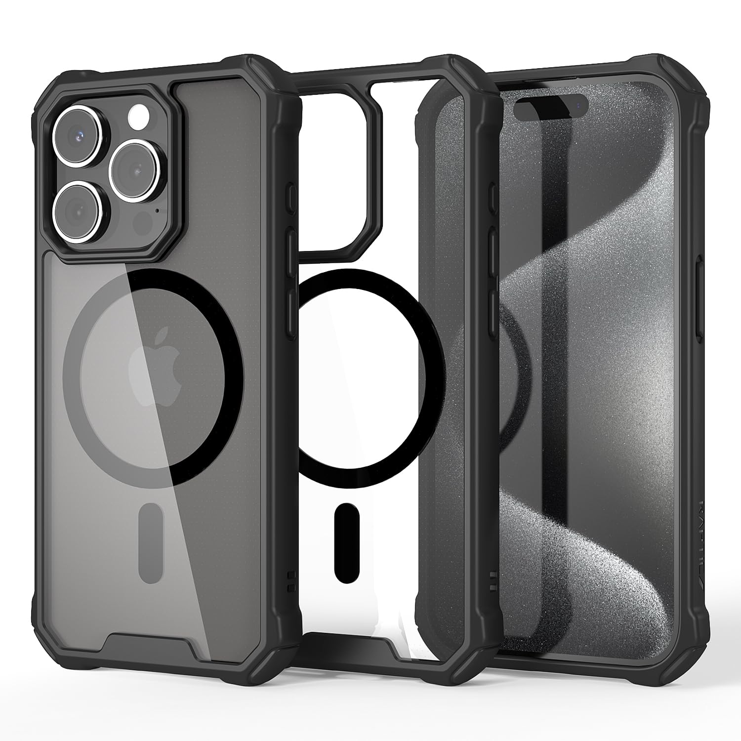 Raptic Air Magnetic For Iphone 15 Pro Case, Shockproof Protective Clear Case, Military Grade 10Ft Drop Tested, Anti Yellowing Te