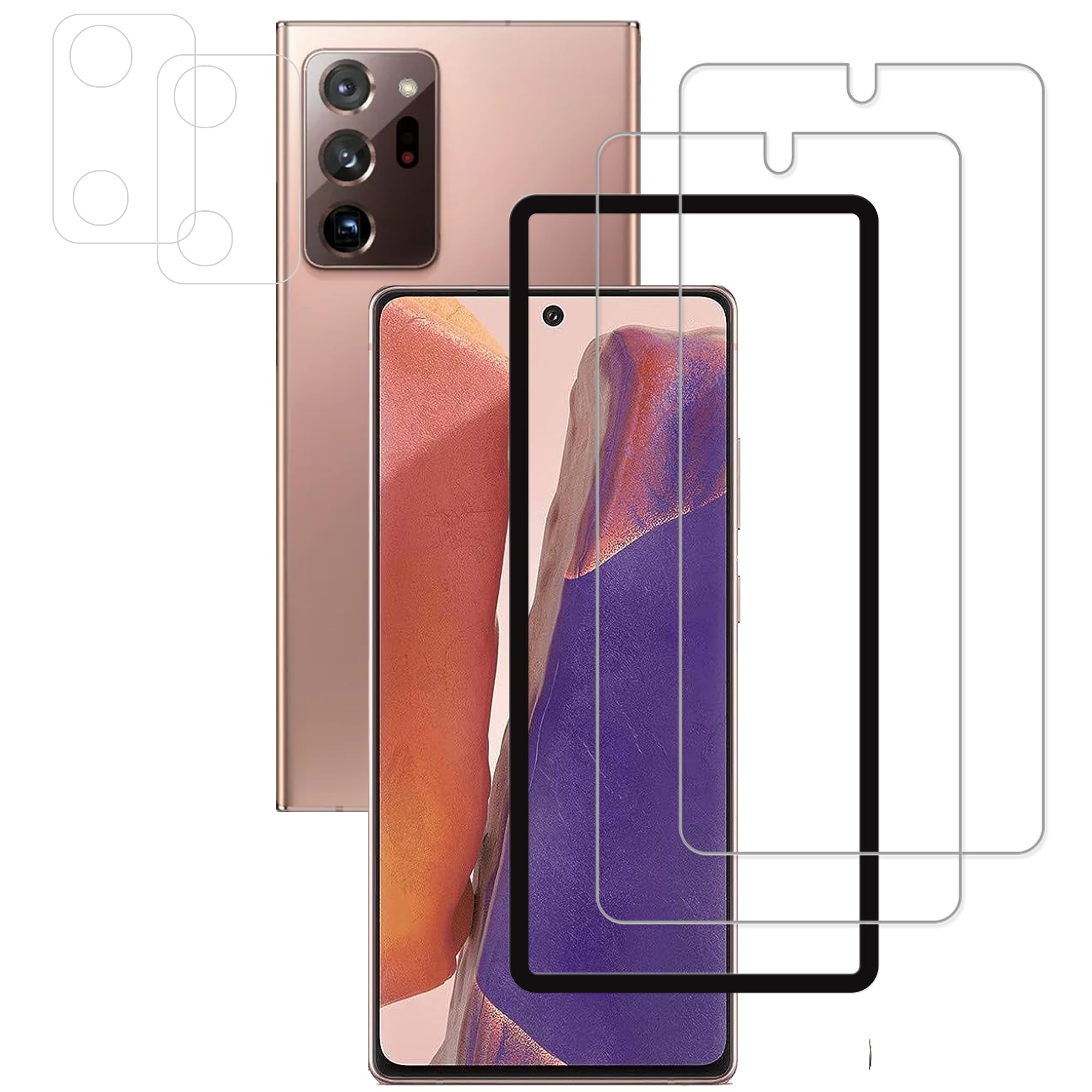 Hkkais Screen Protector For Samsung Galaxy Note 20 5G Tempered Glass Film 2 Pack With Camera Lens Protector 2 Pack Easy Alignmen