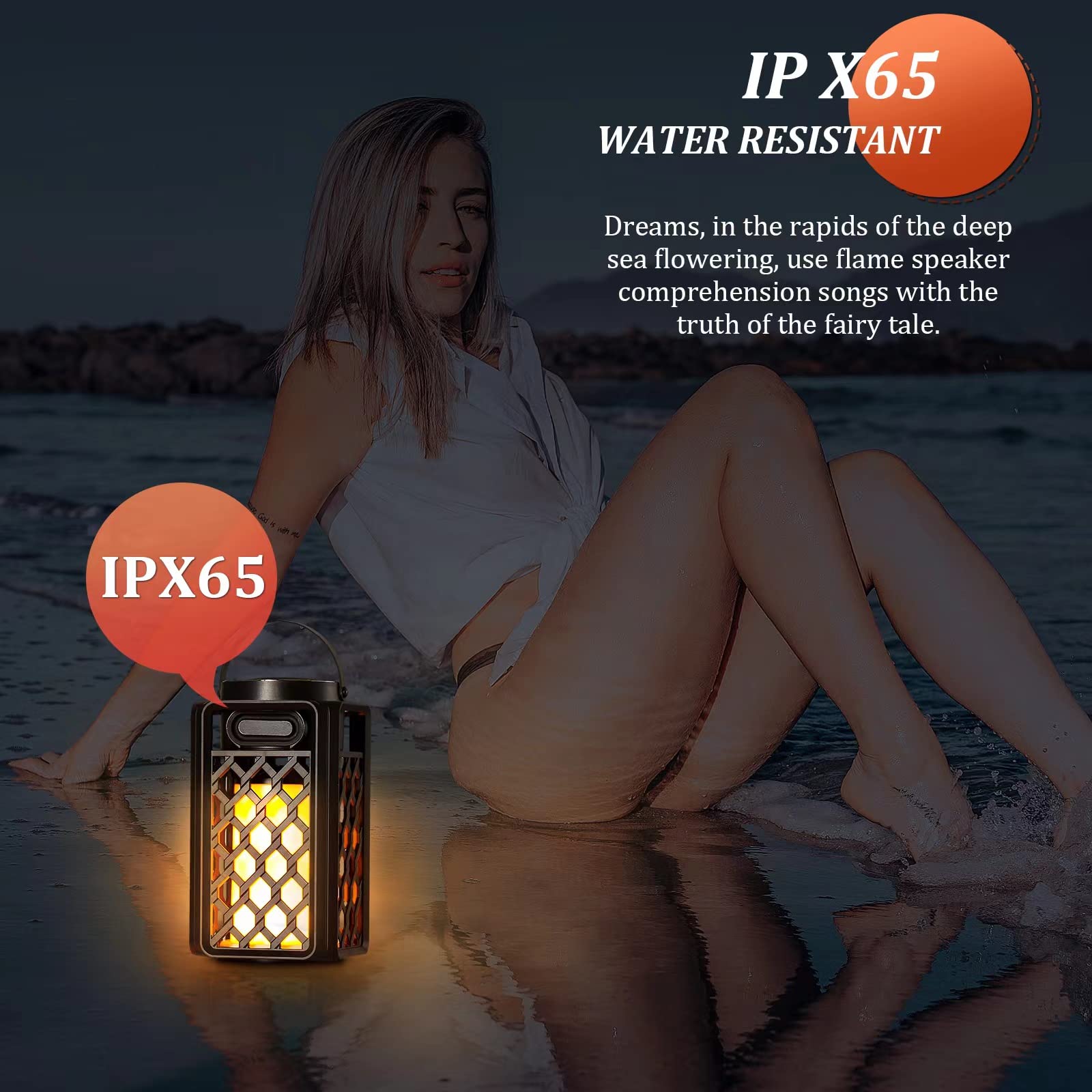 Xpoovv Outdoor Bluetooth Speakers Waterproof Portable Led Flame Speaker With Torch Atmosphere 10W Enhanced Bass For Patio Porch