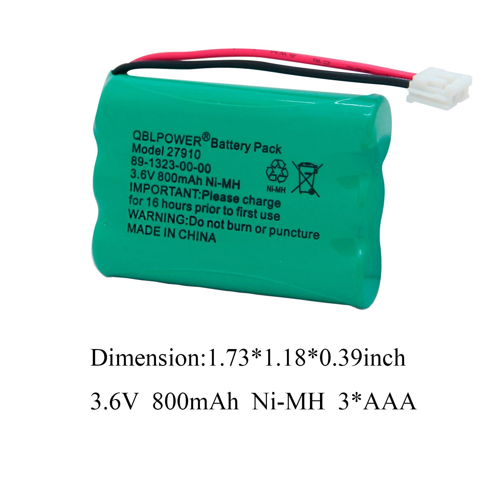 Qblpower 27910 Cordless Phone Battery Rechargeable Compatible With Vtech 89 1323 00 00 At&T E1112 E2801 Tl72108 Motorola Sd 7501 Radioshack 23 959 Cordless Handsets 3.6V(Pack Of 2)
