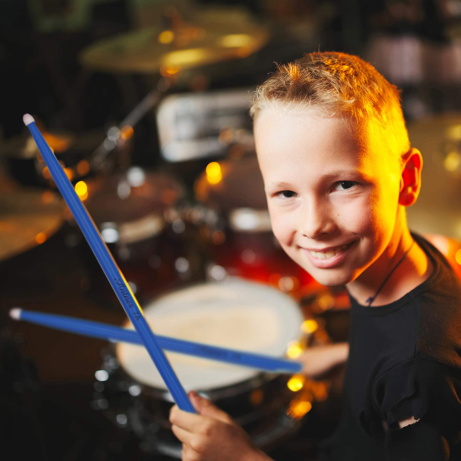 Antner 3 Pairs Drum Sticks 7A For Kids And Beginners Classic Maple Wood Drumsticks, Blue