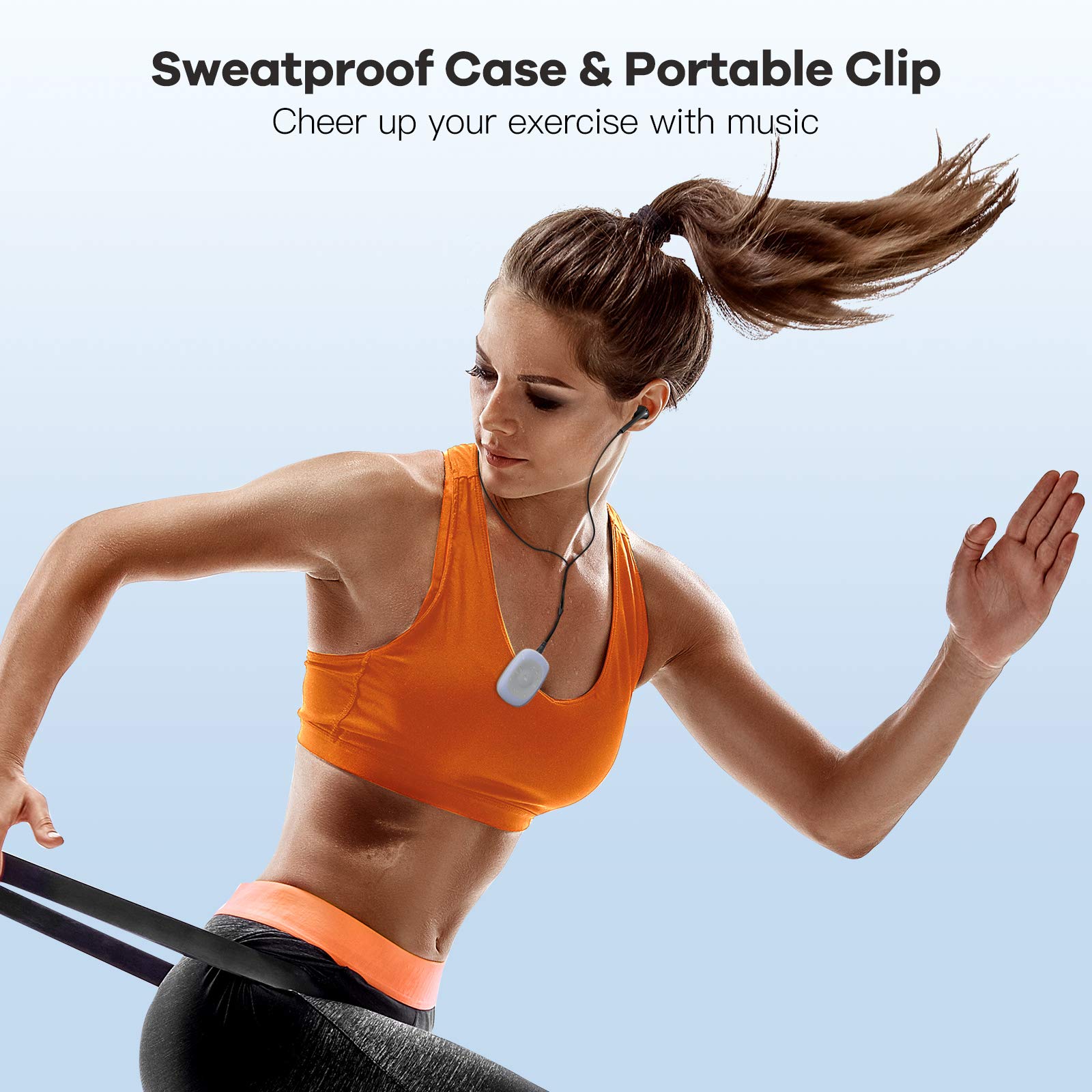 Agptek G02 8Gb Clip Mp3 Player With Fm Shuffle, Portable Music Player With Sweatproof Silicone Case For Sports, Blue