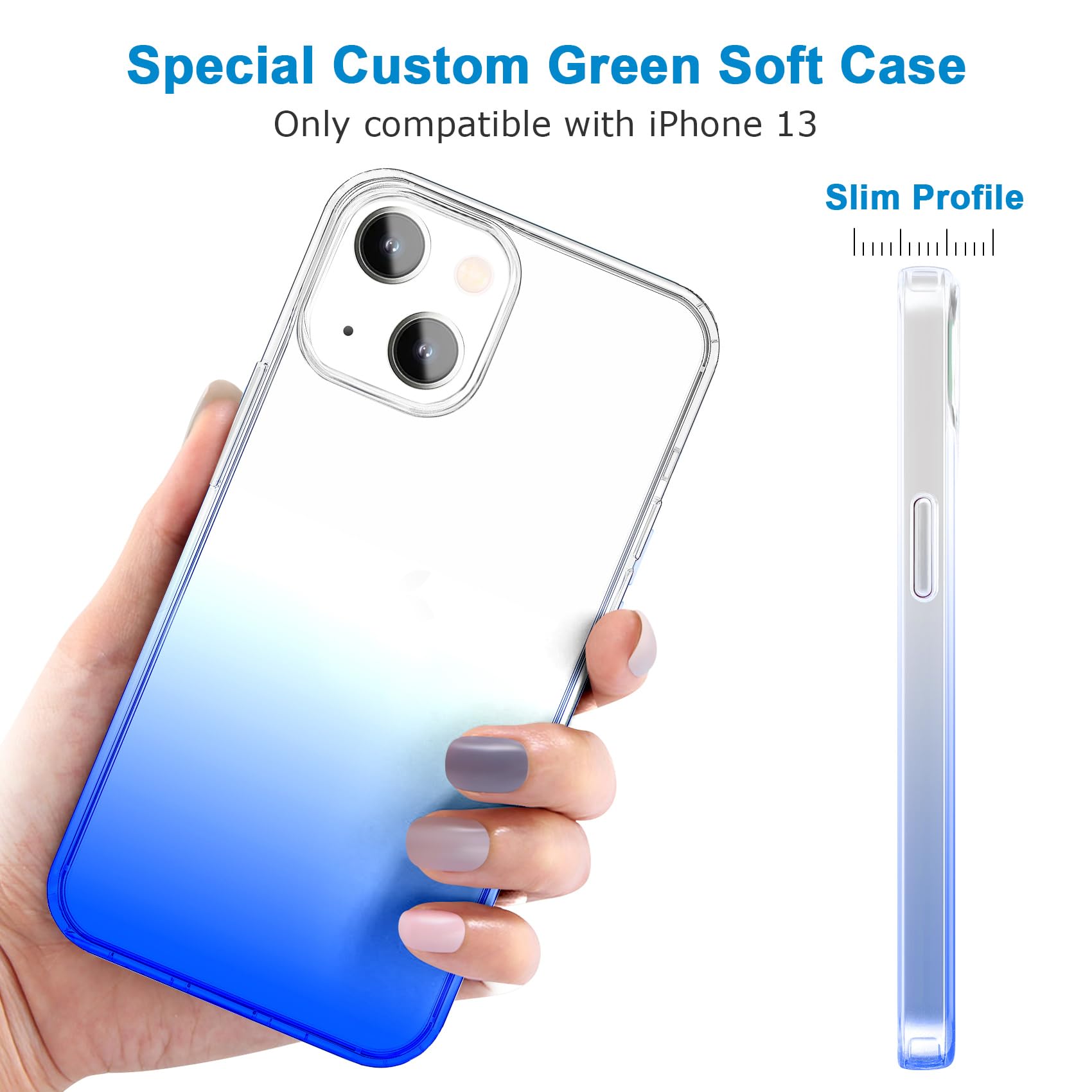 Jjgoo Compatible With Iphone 13 Case Clear Soft Transparent Shockproof Protective Slim Thin Bumper Phone Cover, Gradient Blue