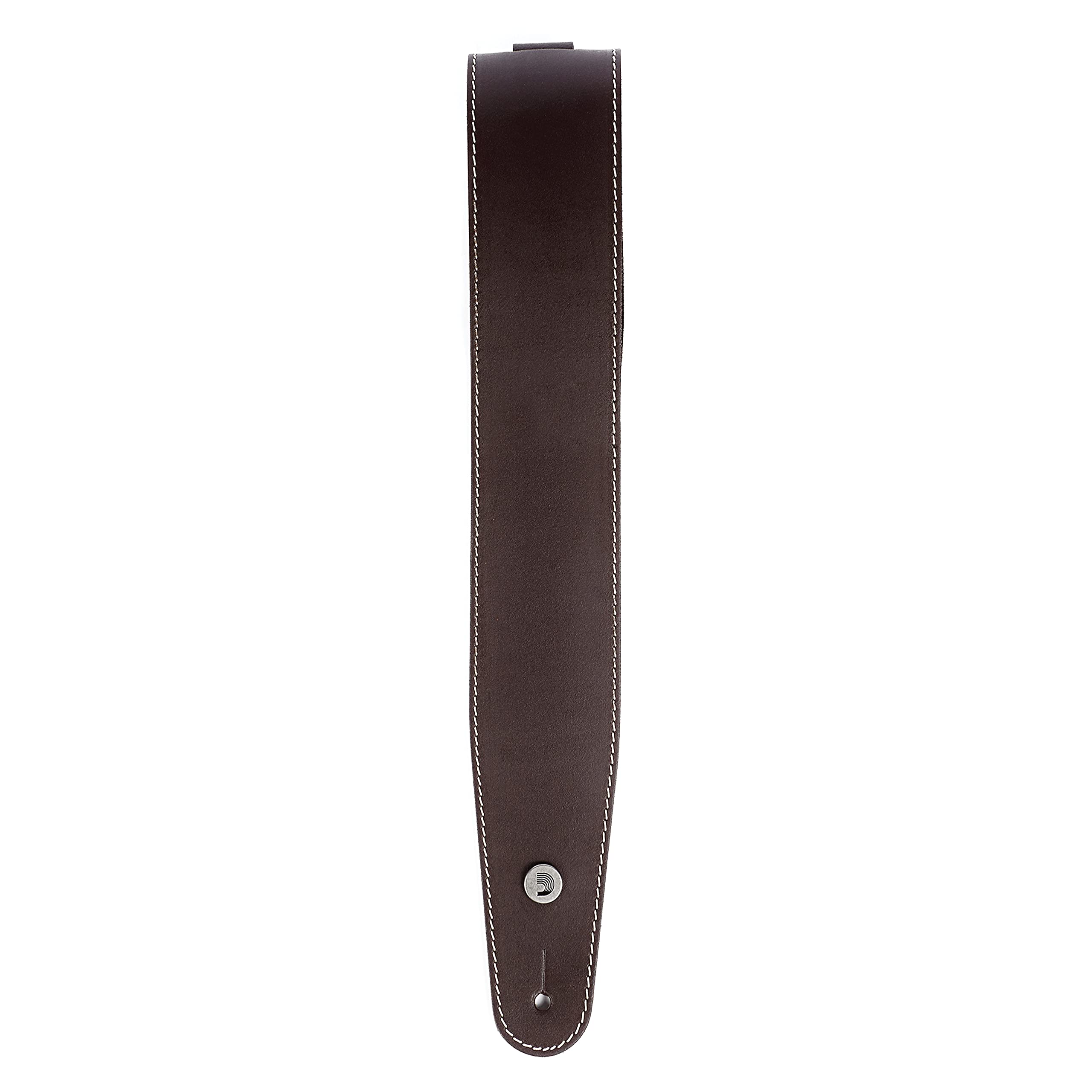 D'Addario Classic Brown Leather Guitar Strap, Adjustable, Contrast Stitching