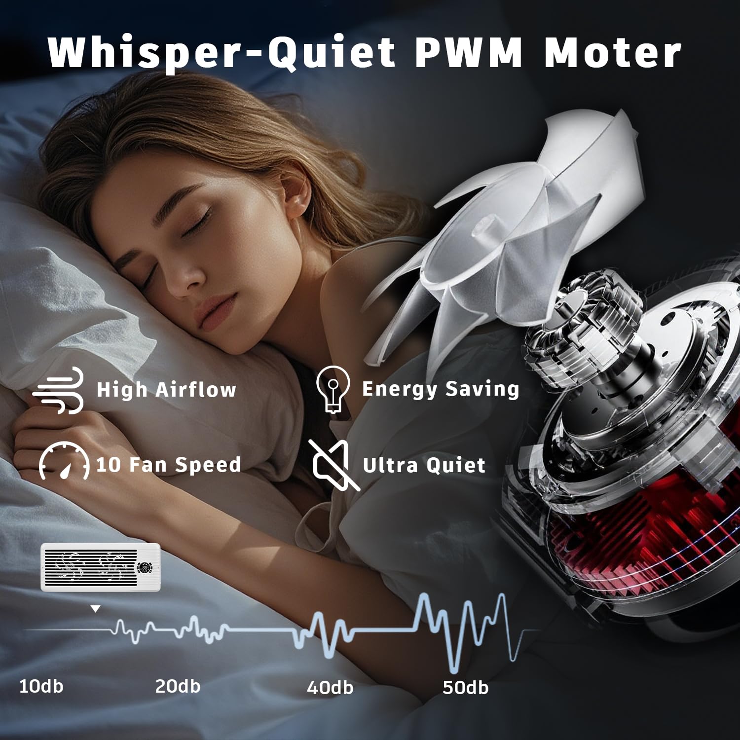 Tmyice Register Booster Fan For 4 X 10 Register Holes, Smart Ac Vent Booster Fans Improves Heating & Cooling With Remote And The