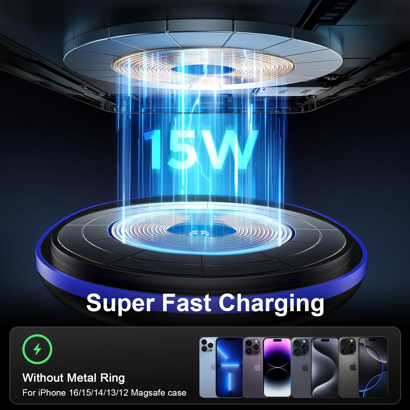 15W Magnetic Wireless Car Charger, Magsafe Car Mount Charger Fast Air Vent Car Phone Holder Charge R For Iphone 16E 16 Pro 16 15