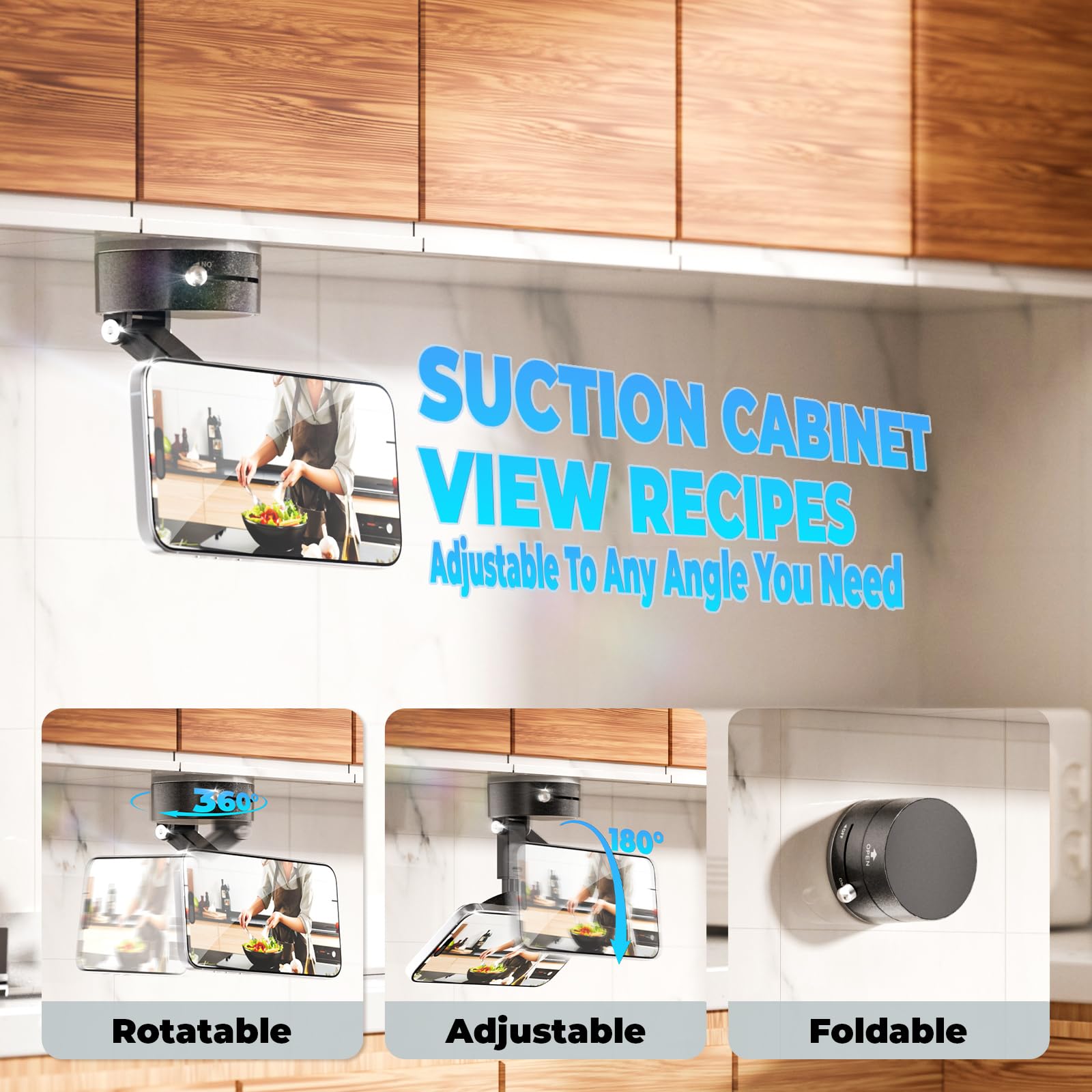 Ueemee Foldable Vacuum Magnetic Car Phone Holder For Magsafe, 360 Rotatable Suction Phone Mount, Strong Suction Cup (A2)