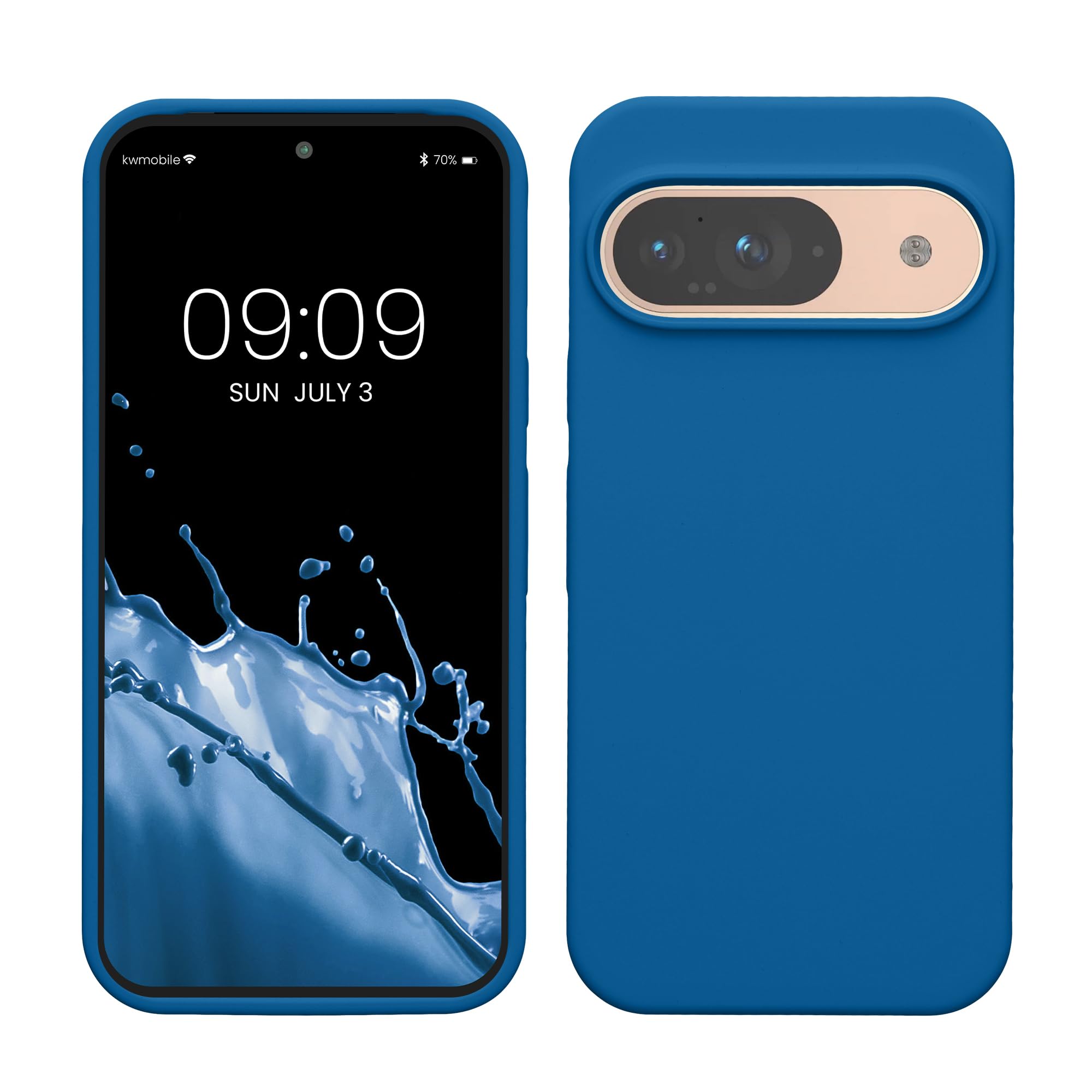 kwmobile Case Compatible with Google Pixel 9 / Pixel 9 Pro Case - TPU Silicone Phone Cover with Soft Finish - Blue Reef