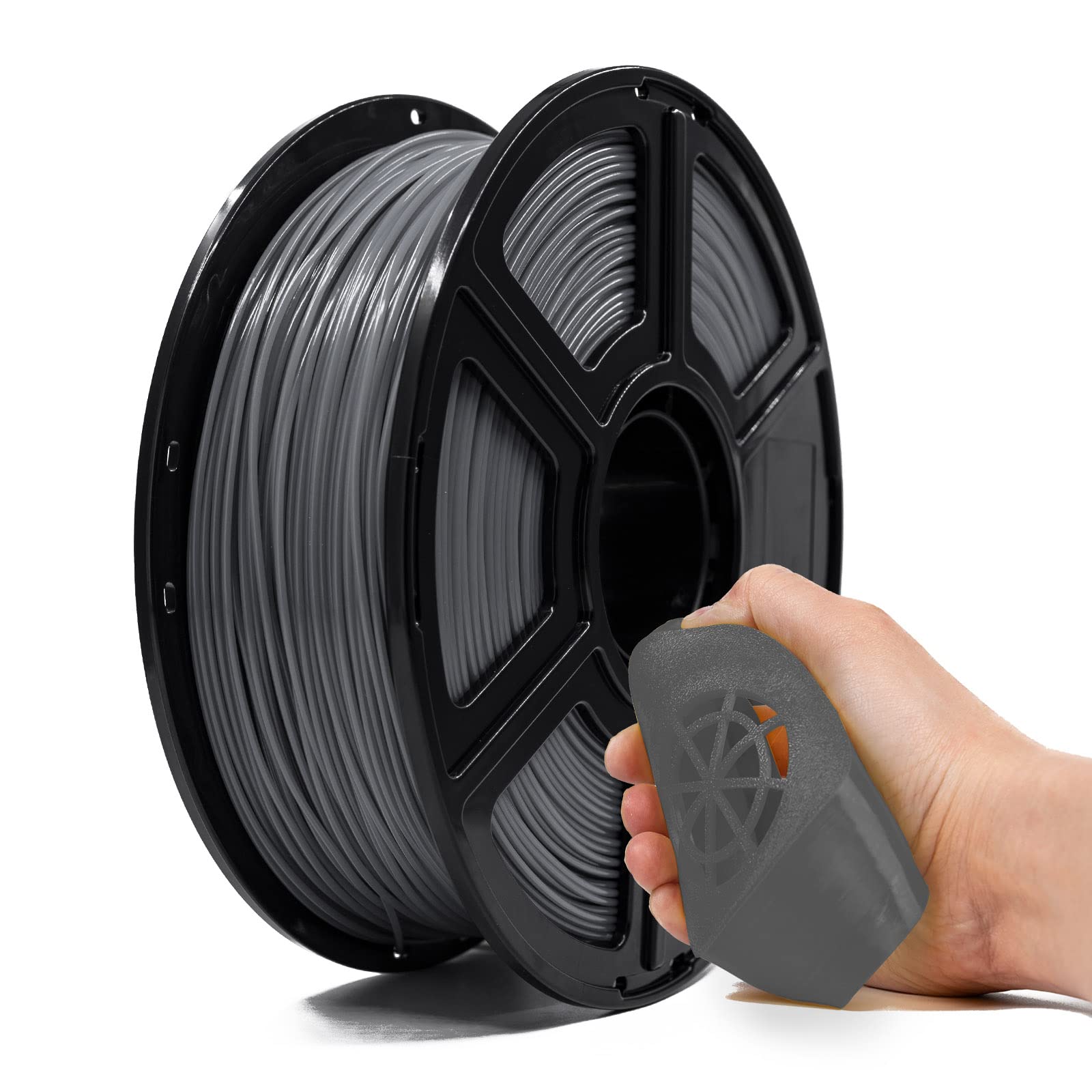 Flashforge Flexible Pla Filament 1.75 Mm Grey, 3D Printer Filament 4X Longer Stretch, 1 (2.2Lbs) Kg Spool, Dimensional Accuracy 