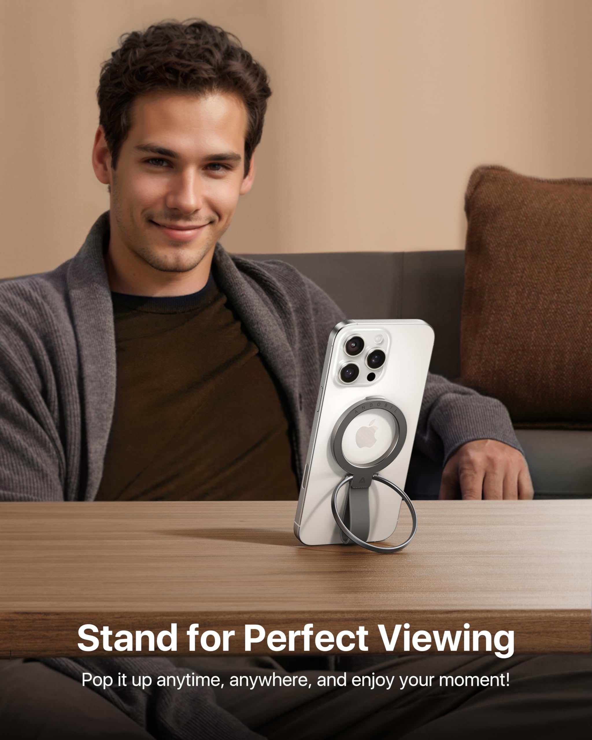 Andobil [2025 Unrivaled Stability] Magnetic Phone Grip Holder For Magsafe Ring Stand Holder Kickstand Compatible With Magsafe Ac