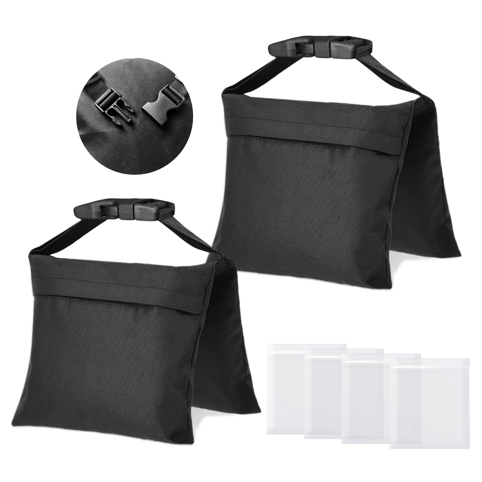 Ifkdnr 2 Packs Sandbags, Heavy Duty Sand Bags With 4 Pe Bags, Sand Bags With Buckle Straps For Support Light Stand, C Stand, Lig