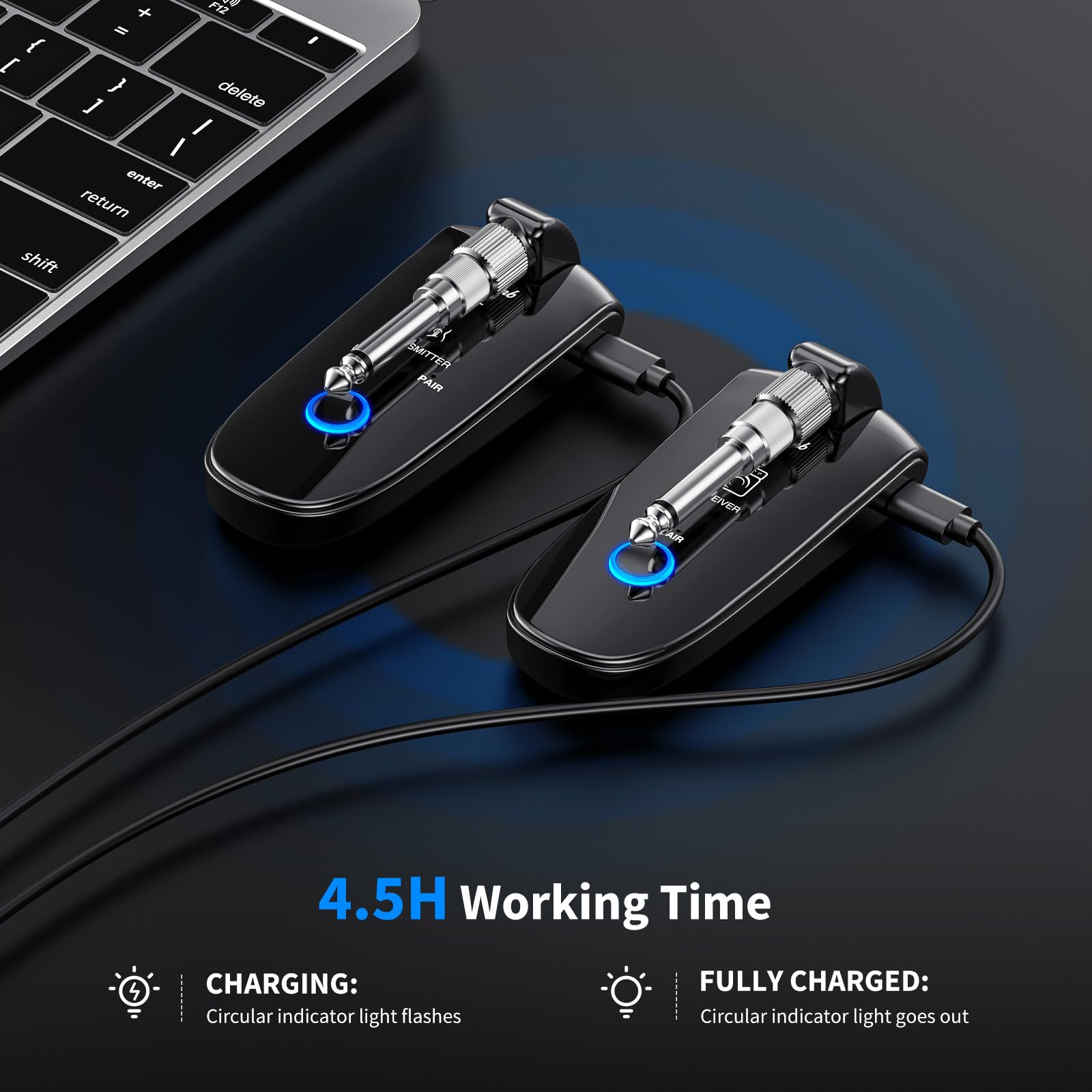 Pogolab Uhf Wireless Guitar System With Bt Function, Rechargeable Guitar Wireless Transmitter Receiver, 6.35Mm & 3.5Mm 2 In 1 Pl