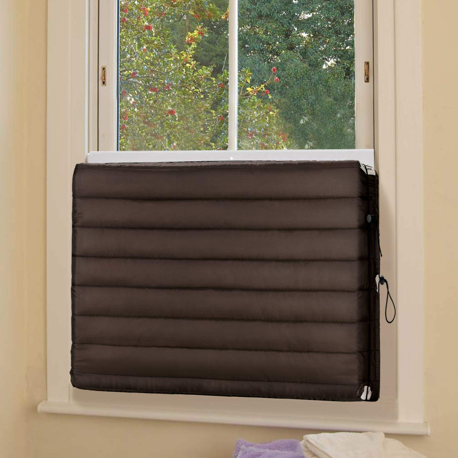 Forspark Indoor Air Conditioner Cover, Ac Covers For Inside With Free Drawstring, 21 X 15 X 3.5 Inches (L X H X D)  Brown