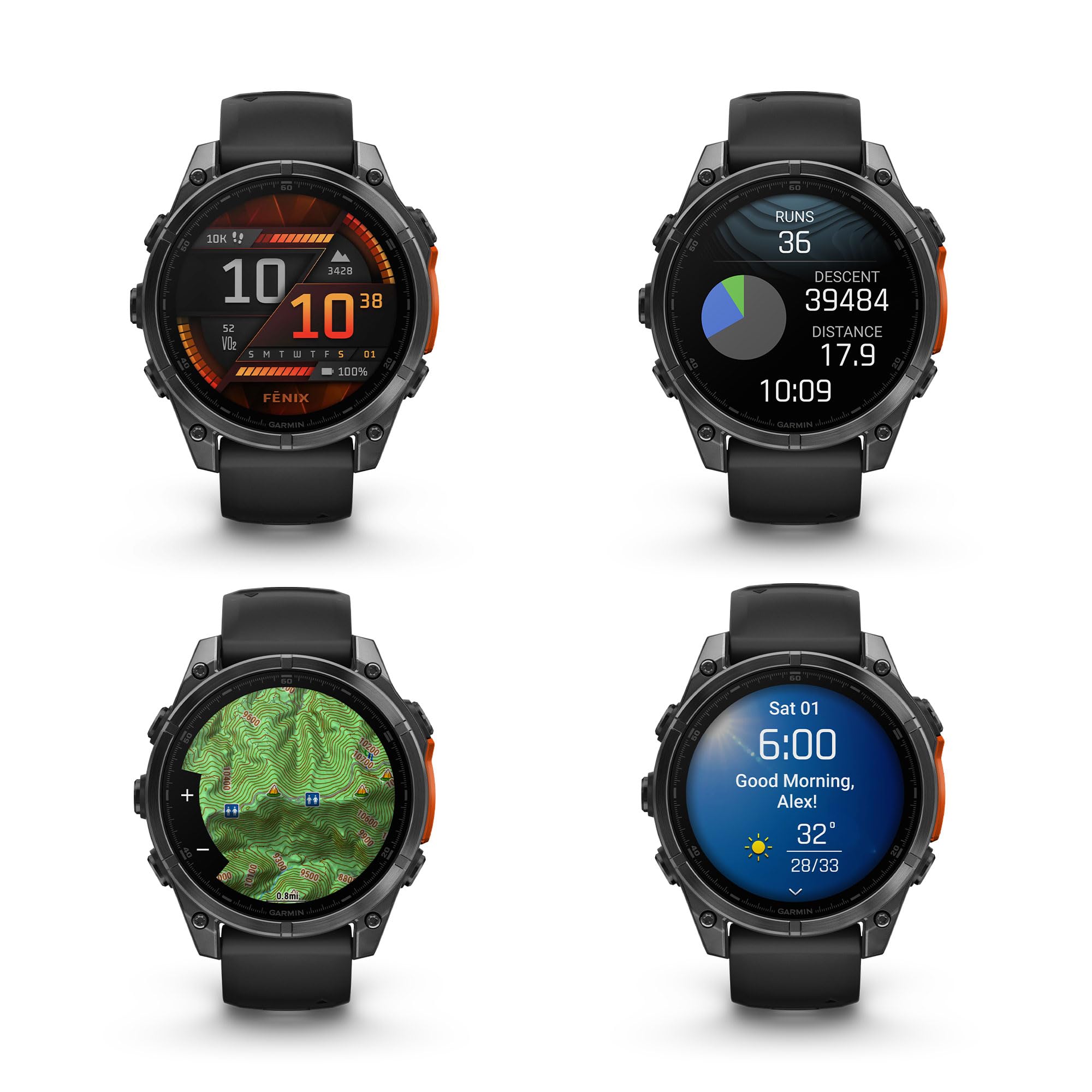 Garmin Fenix 8 47Mm Amoled Premium Multisport Gps Smartwatch Slate Gray With Black Silicone Band, Built-In Led Flashlight, Healt