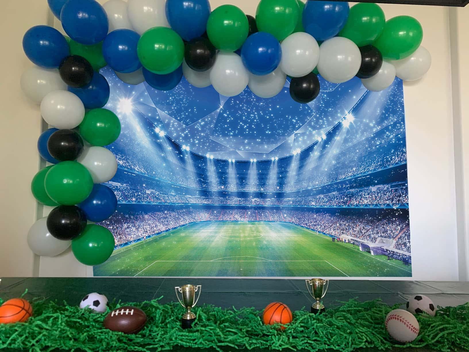 Soccer Field Backdrop Stadium Soccer Competition Fans Night Spotlight Background Adults Man Boy Birthday Party Football Match Wa