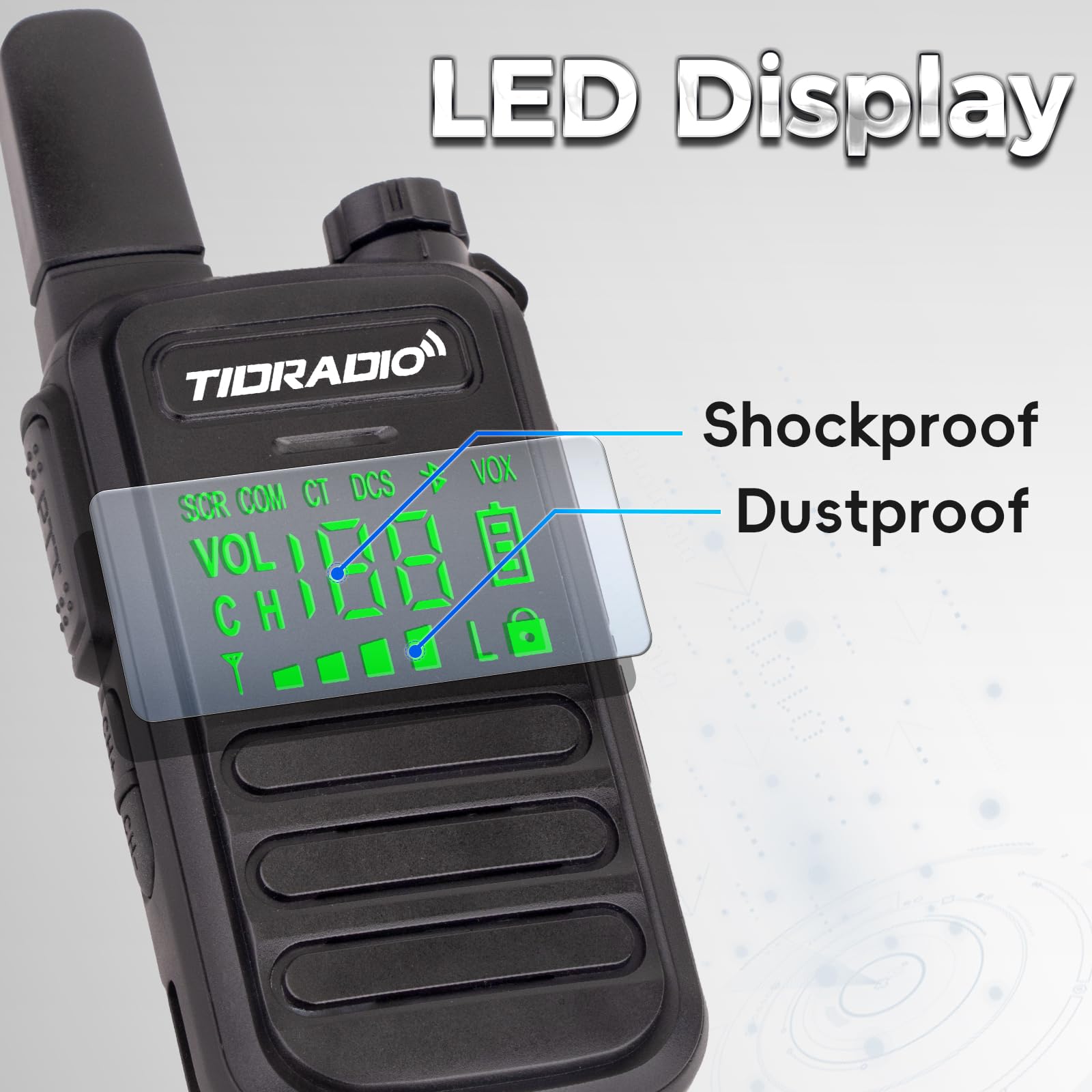 Tidradio Td M11 Two Way Radio,Ip65 Waterproof Walkie Talkies With Led Display,Noaa Weather Handheld Frs Radio Long Range For Ind