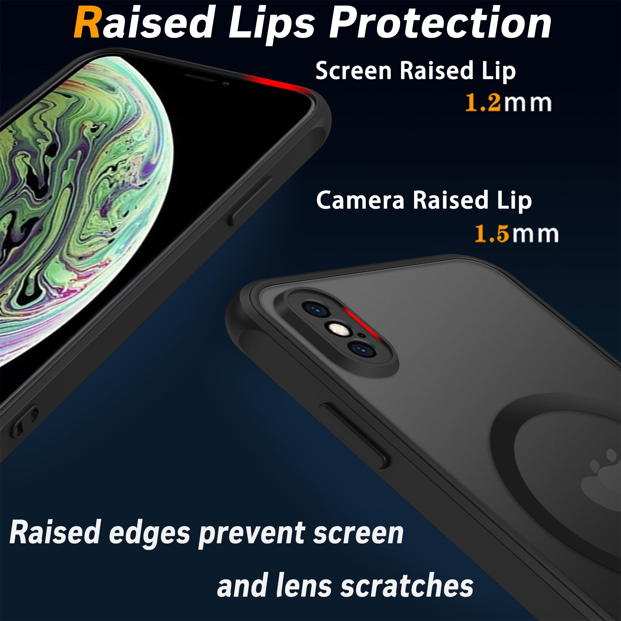 PinLiSheng iPhone Xs Max Case - Magnetic & Black, Shockproof Matte Translucent Hard Back, Military Grade Drop Tested, Compatible with MagSafe
