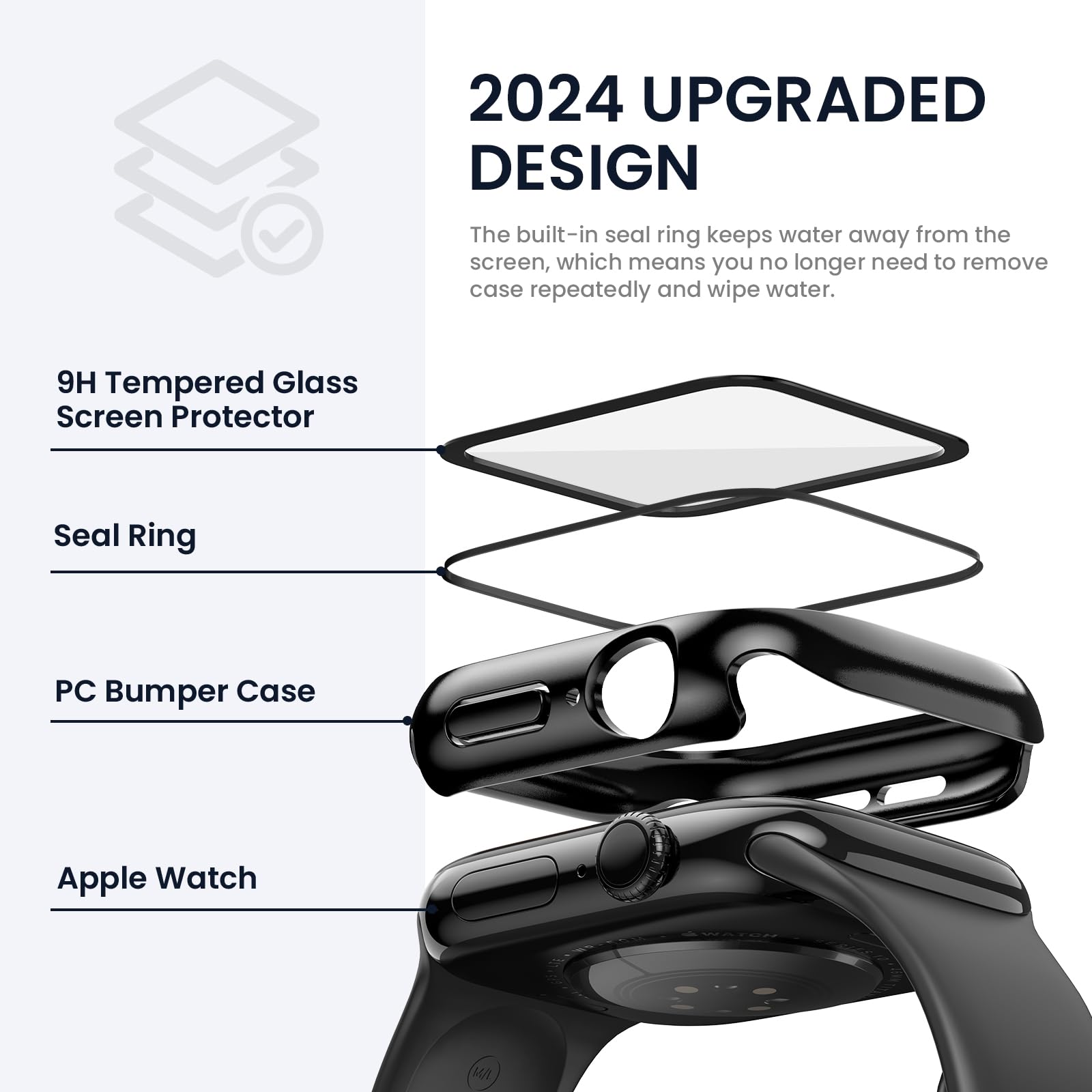 Tensea For Waterproof Apple Watch Screen Protector Case Series 10 42Mm Accessories, Iwatch Protective Pc Face Cover Built In Tem