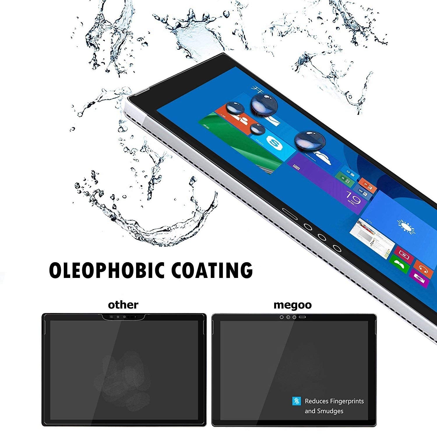 Megoo [2 Pack] Screen Protector For Surface Pro 6, Friendly Touching/Easy Installation/High Sensitivity/Hd Clear Tempered Glass,