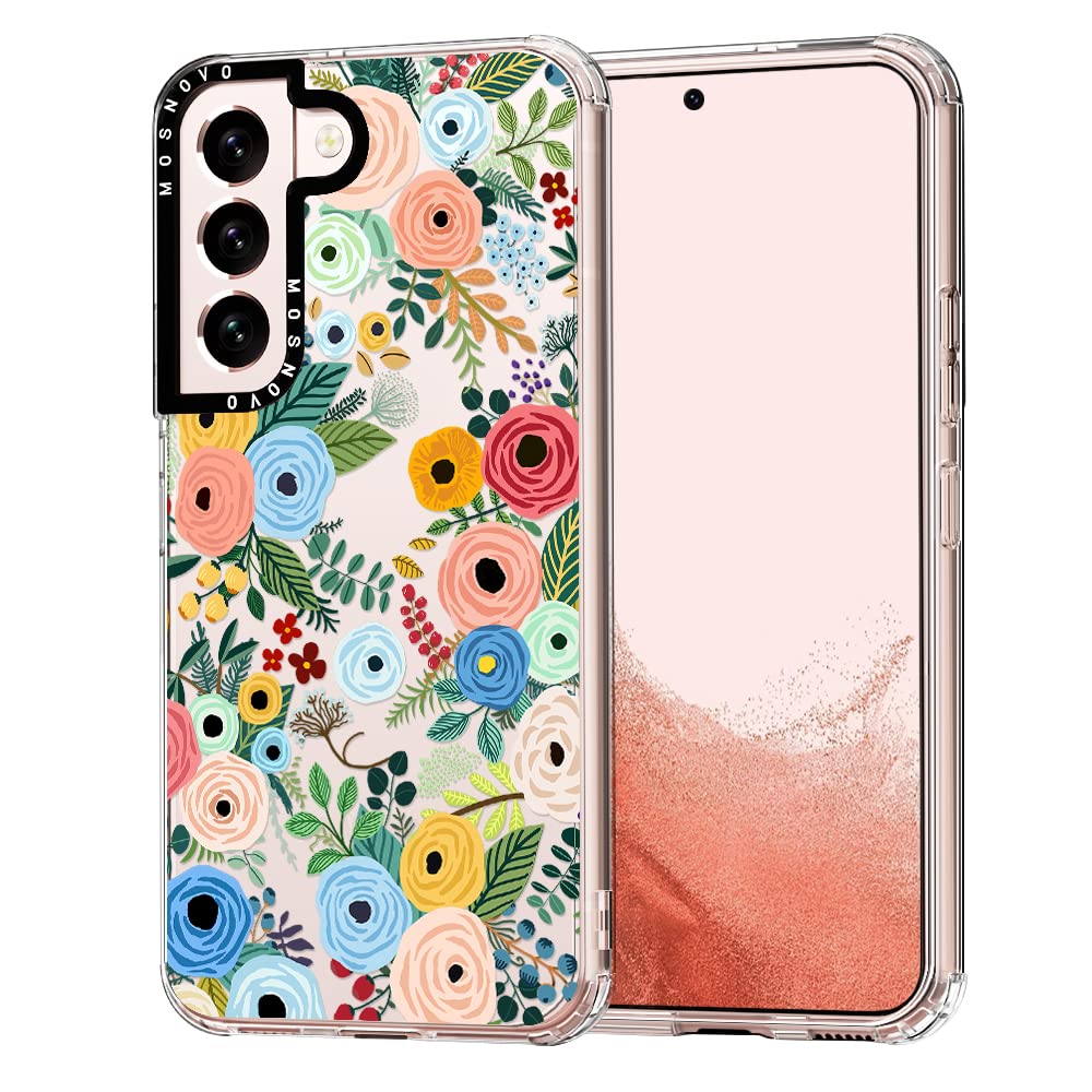 Mosnovo Galaxy S22 Case, Spring Wild Flowers Garden Floral Pattern Women Girls Clear Design Transparent Plastic Hard Back Case W