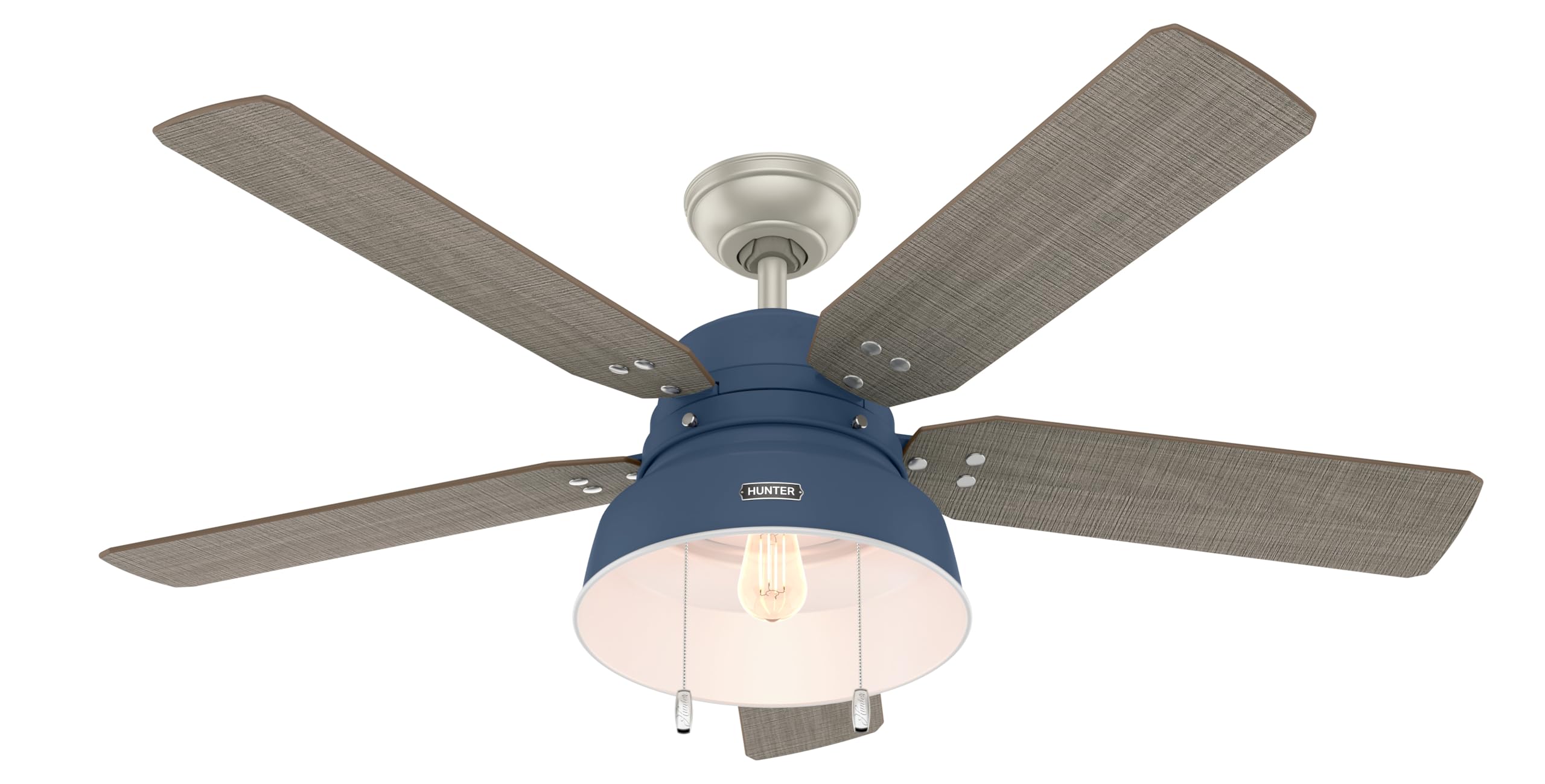 Hunter 52 inch Outdoor or Indoor Ceiling Fan with LED Light - Rustic Ceiling Fan with Pull Chain, For Bedroom, Living Room, or P