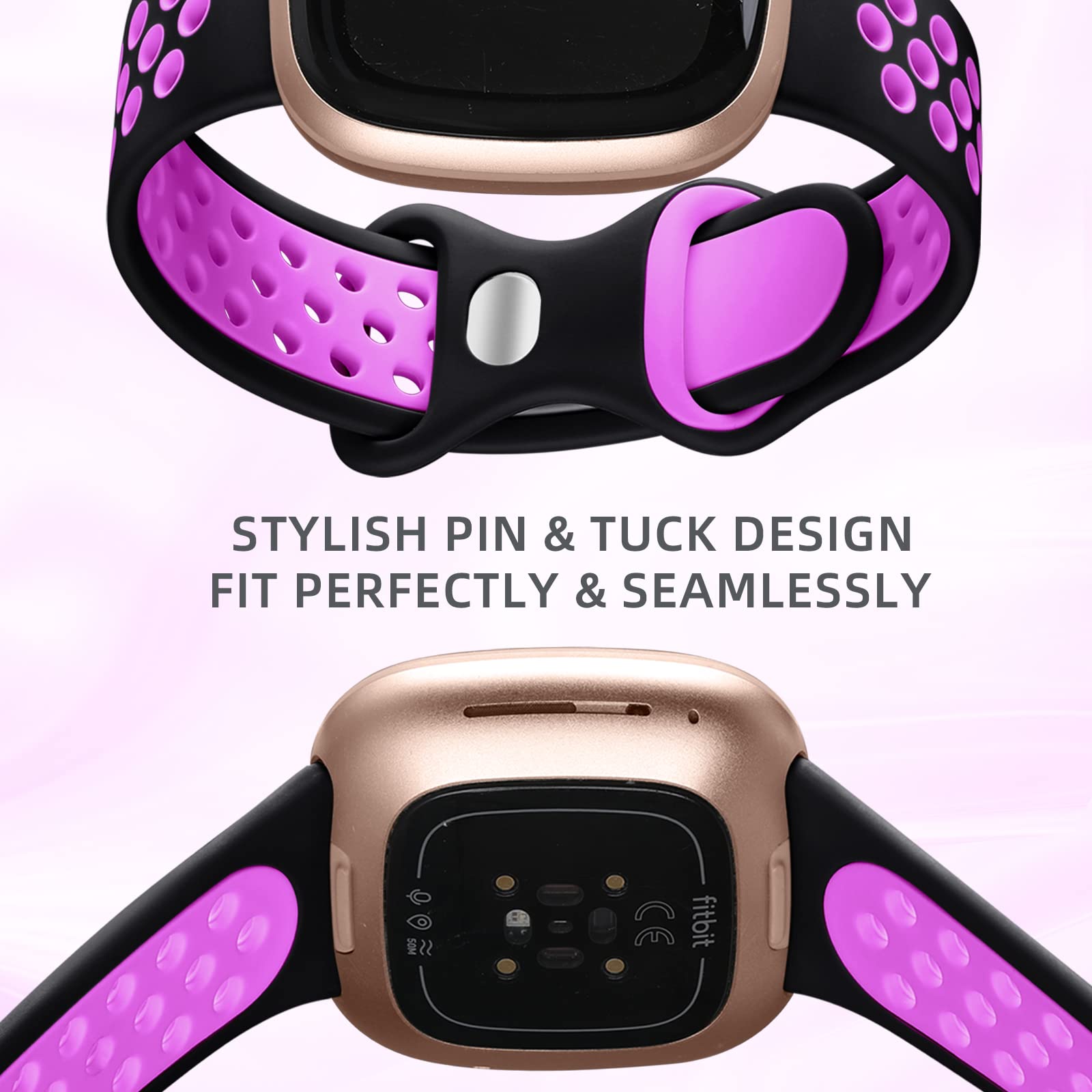 Maledan Cute Sport Band Compatible For Fitbit Versa 3/ Versa 4/ Fitbit Sense/Sense 2 Bands Women Men, Waterproof And Soft Strap