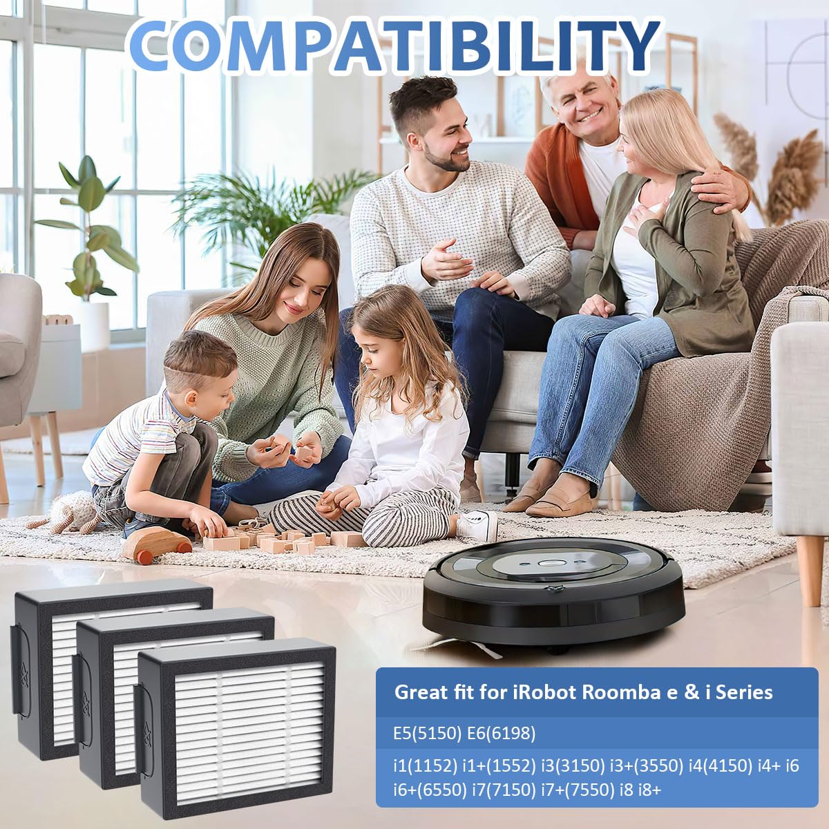 Replacement 4639161 High Efficiency Filter For Irobot Roomba E, I, J Series Robot Vacuums Filter 3 Packs